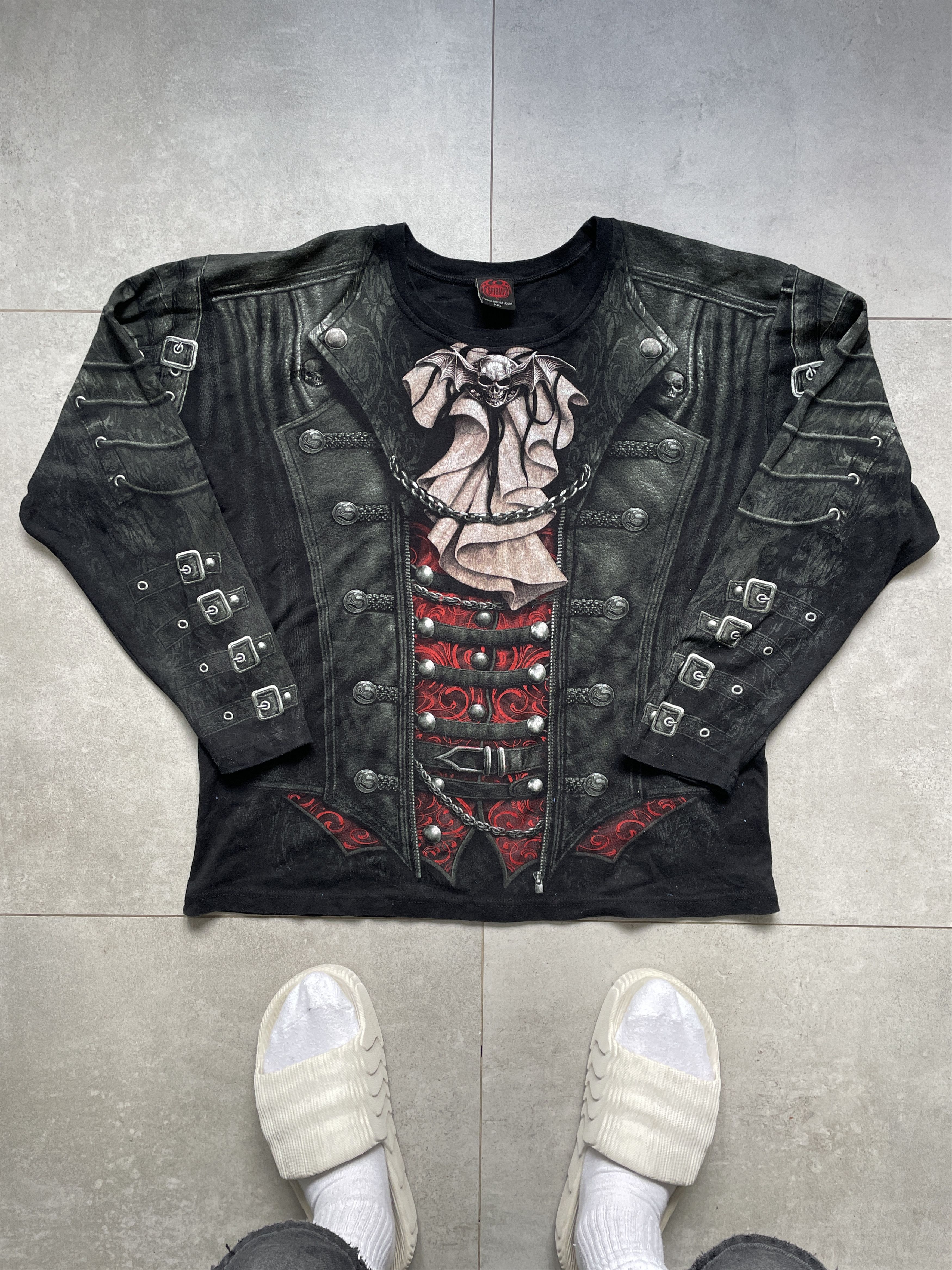 Affliction Y2K SPIRAL TROMPE LOEIL GOTH EMO LONGSLEEVE Size US XL / EU 56 / 4 - 2 Thumbnail