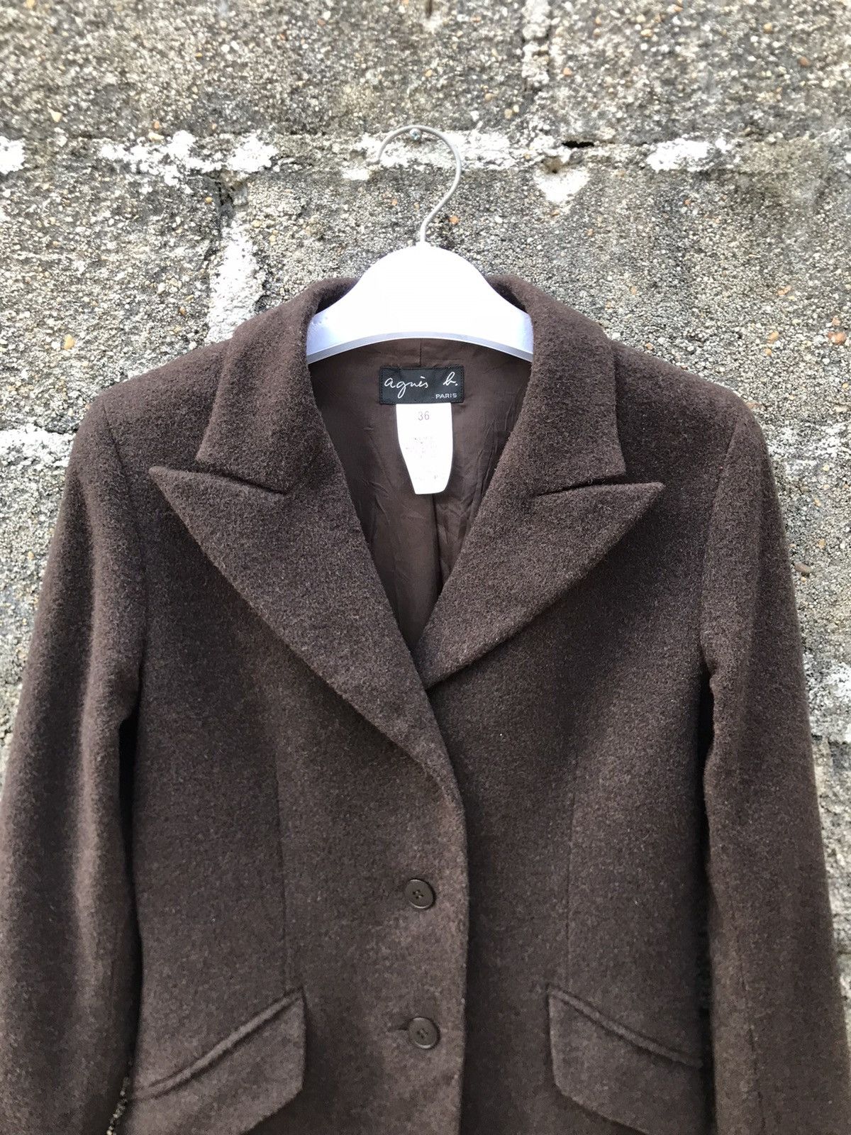 agnes b. ⚡️Vintage Agnes.B Dark Brown Wool Coat Jacket Size XS / US 0-2 / IT 36-38 - 5 Thumbnail
