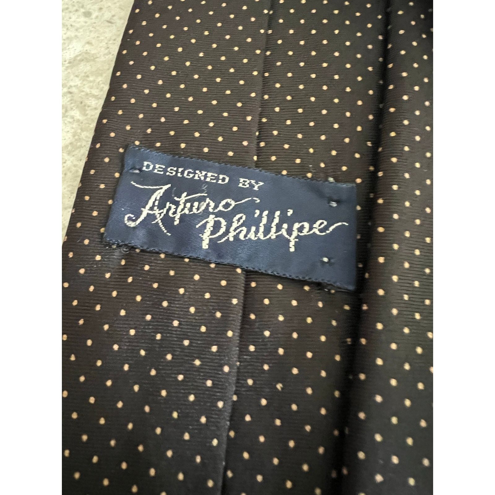 Vintage Arturo Phillipe 100% Imported Silk Neck Tie Black Brown Size ONE SIZE - 4 Thumbnail
