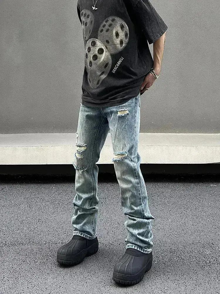 Japanese Brand Straight slim fit light distressed jeans Size US 32 / EU 48 - 2 Thumbnail