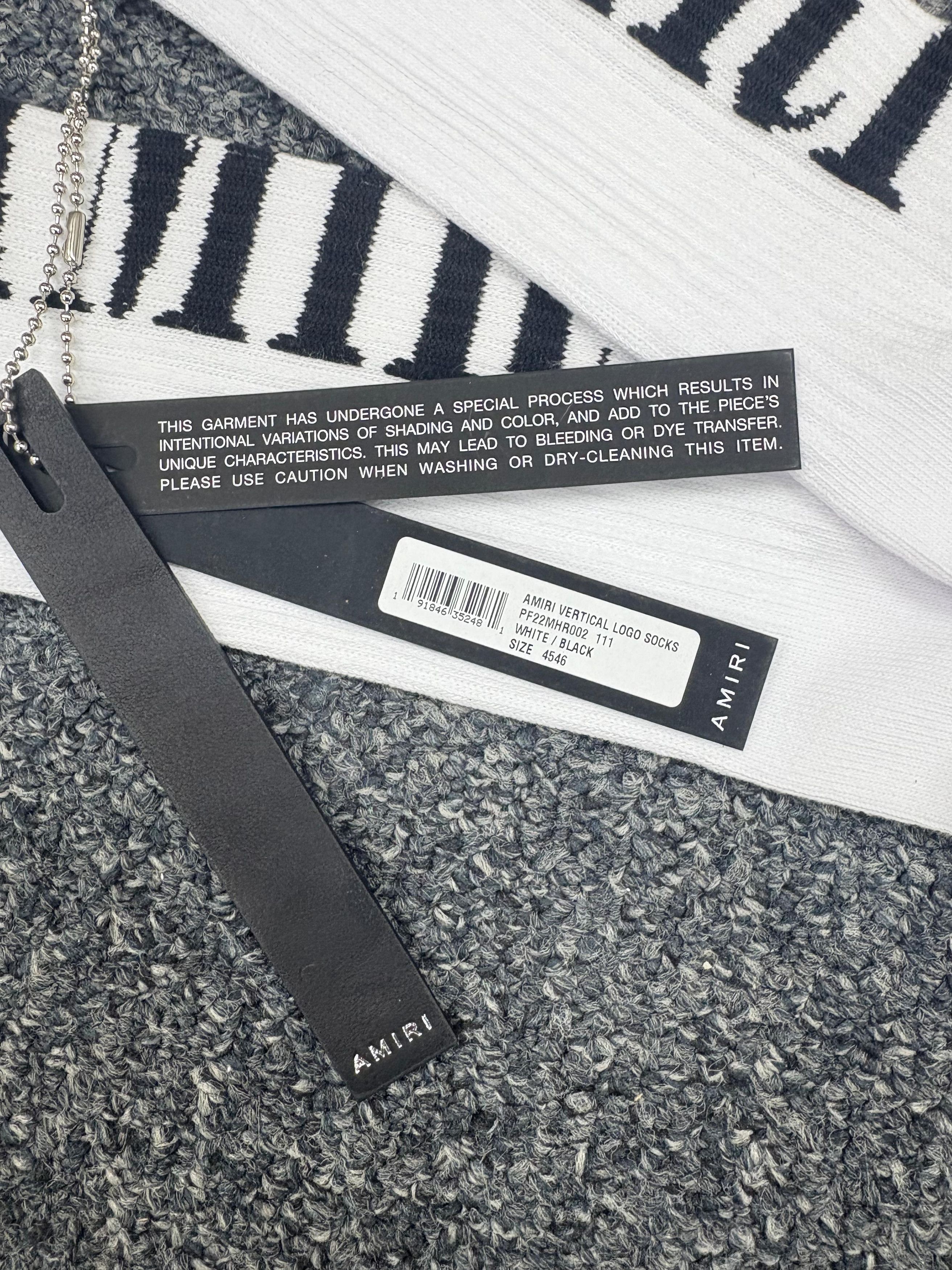 Amiri Amiri Vertical Logo Socks in White/Black Size 46 - 3 Thumbnail