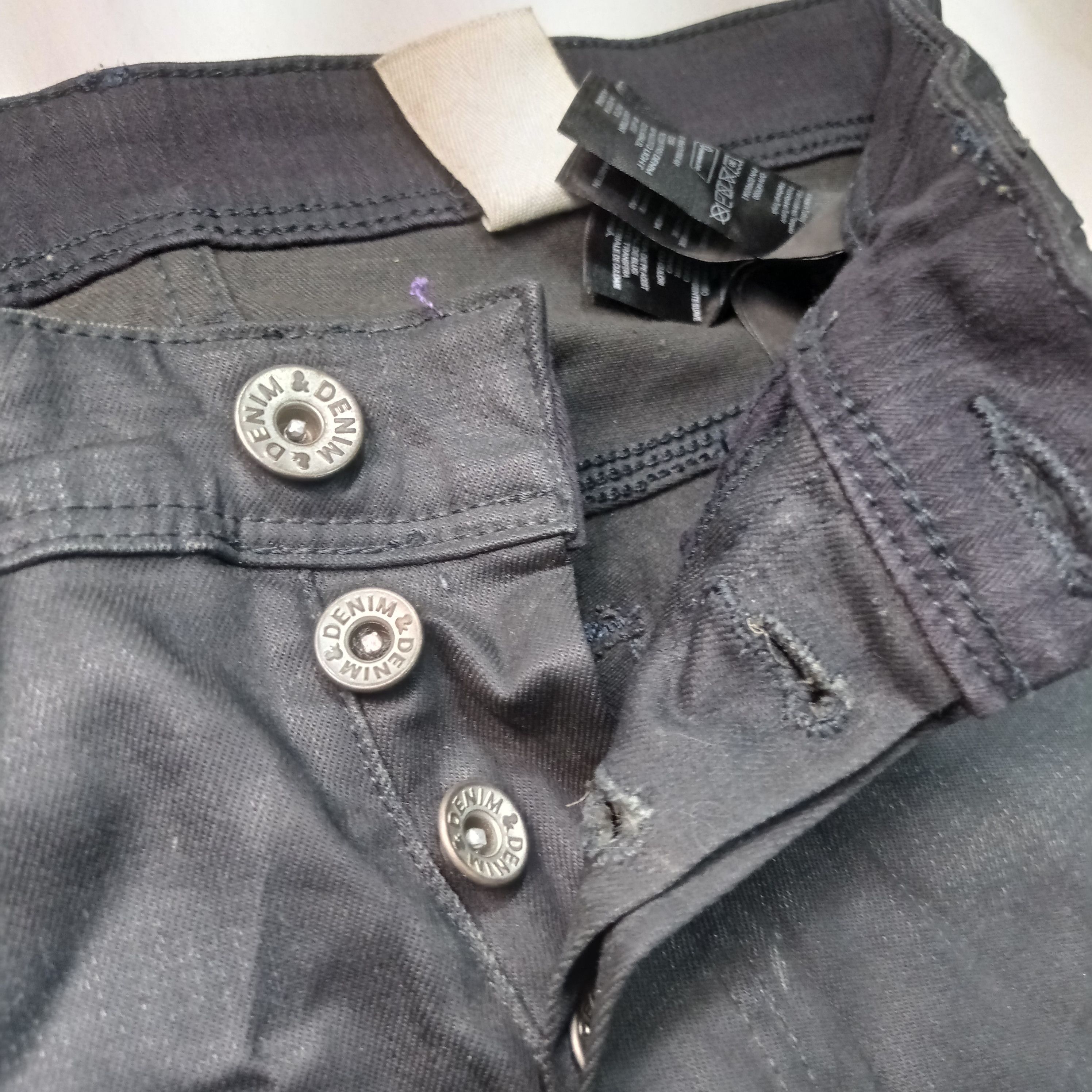 H&M 🔥H&M X & Jeans Skinny Super Black Distressed Pants Size 28" / US 6 / IT 42 - 7 Thumbnail
