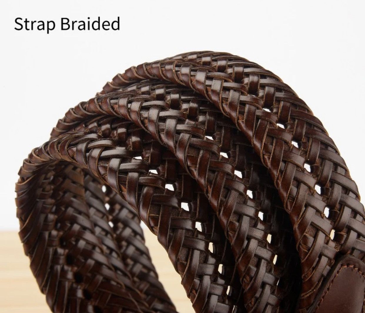 Leather × Vintage Genuine Leather Knitted Strap Vintage Jeans Braided Belts Size ONE SIZE - 3 Thumbnail