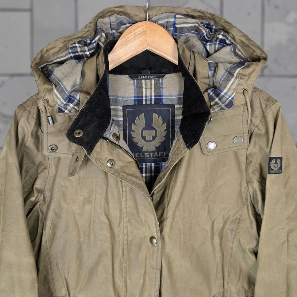 Belstaff VINTAGE Belstaff Womens Large Waxed Cotton Hooded Fishtail Parka Jacket Coat Size L / US 10 / IT 46 - 1 Thumbnail