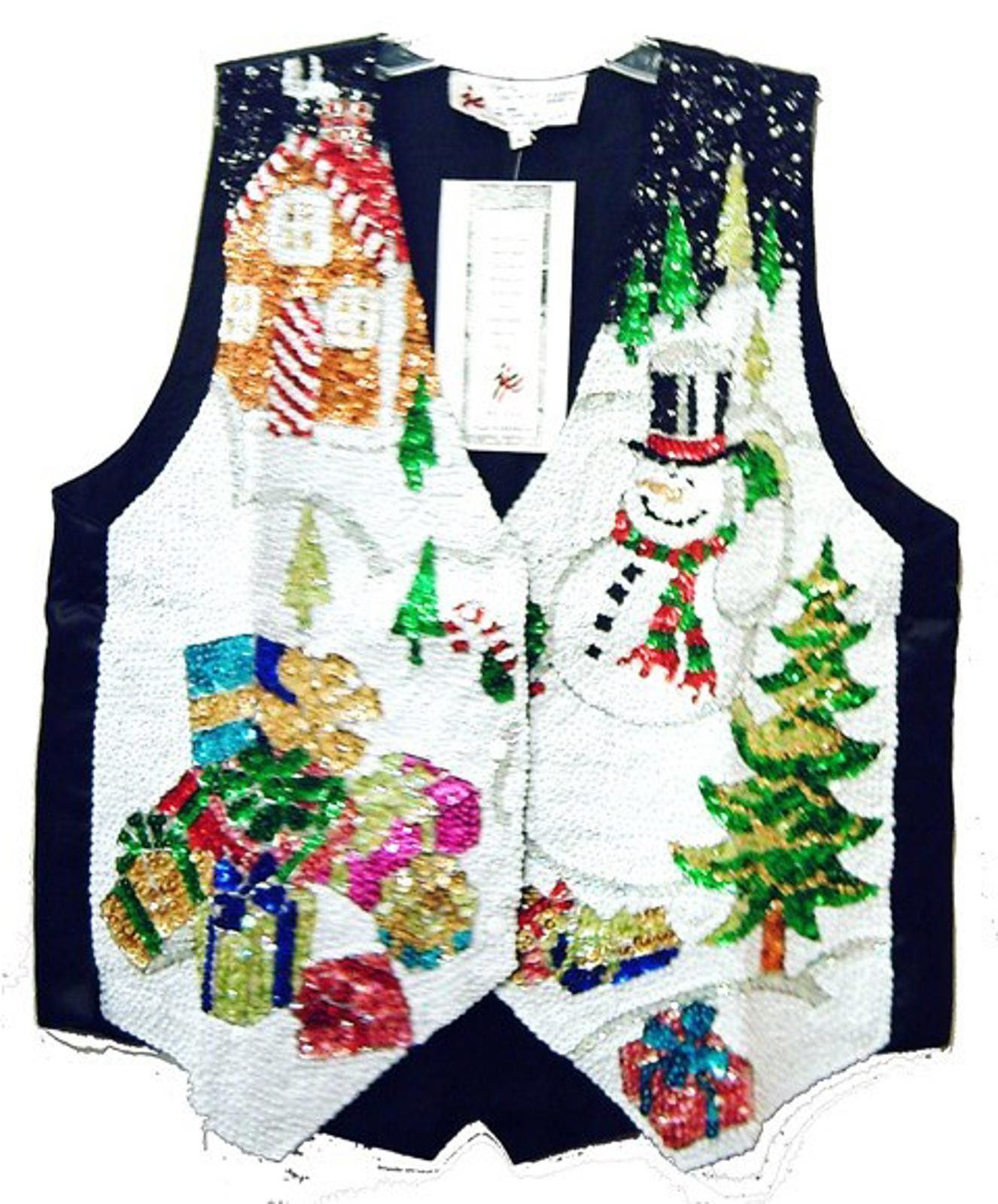 Designer Sequin Vest Snowman Christmas size S only Size ONE SIZE - 1 Preview