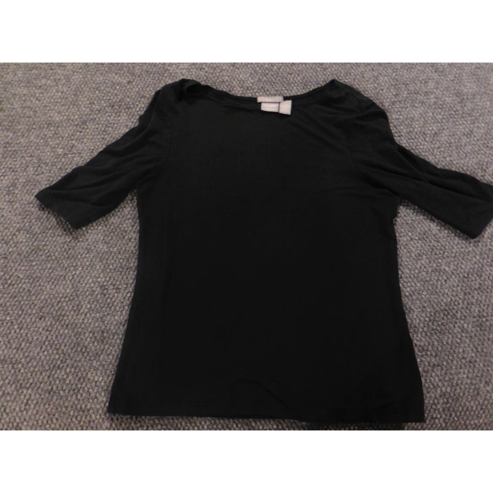 Old Navy Old Navy Blouse Shirt Womens S Black Short Sleeve Collared Pullover Stretch Regular Basic Casual Size S / US 4 / IT 40 - 2 Thumbnail