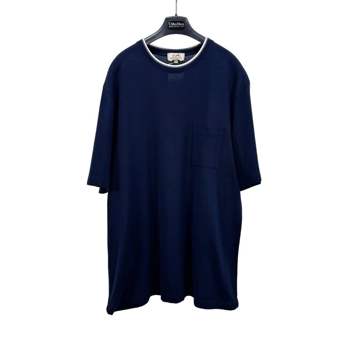 Hermes Hermes Navy H Embroidered Pocket T-Shirt XXXL Size US XXL / EU 58 / 5 - 1 Thumbnail