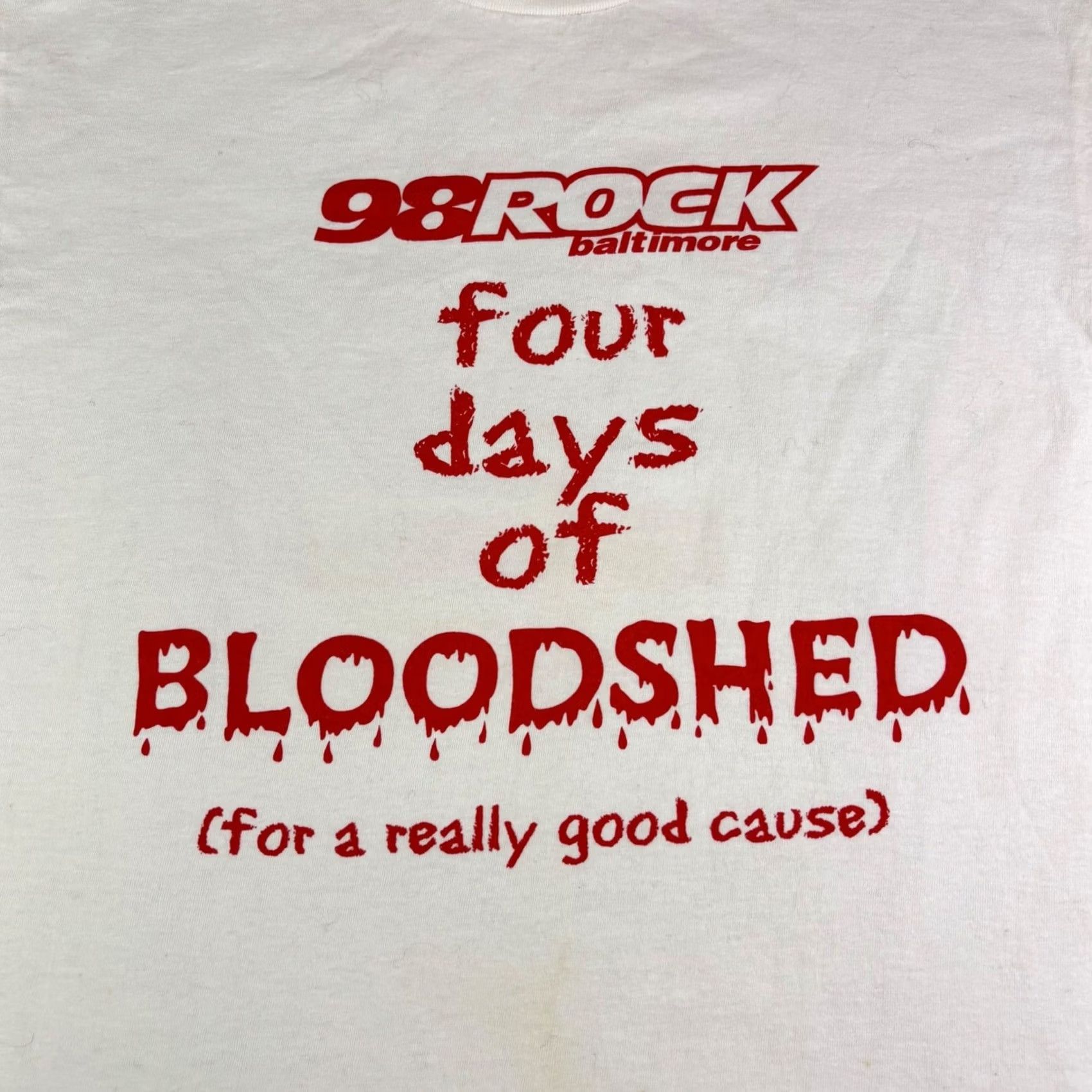 Delta VINTAGE 1990s Baltimore Blood Drive Shirt Mens XL White Delta Pro Weight Grunge Graphic Tee Size US XL / EU 56 / 4 - 7 Thumbnail
