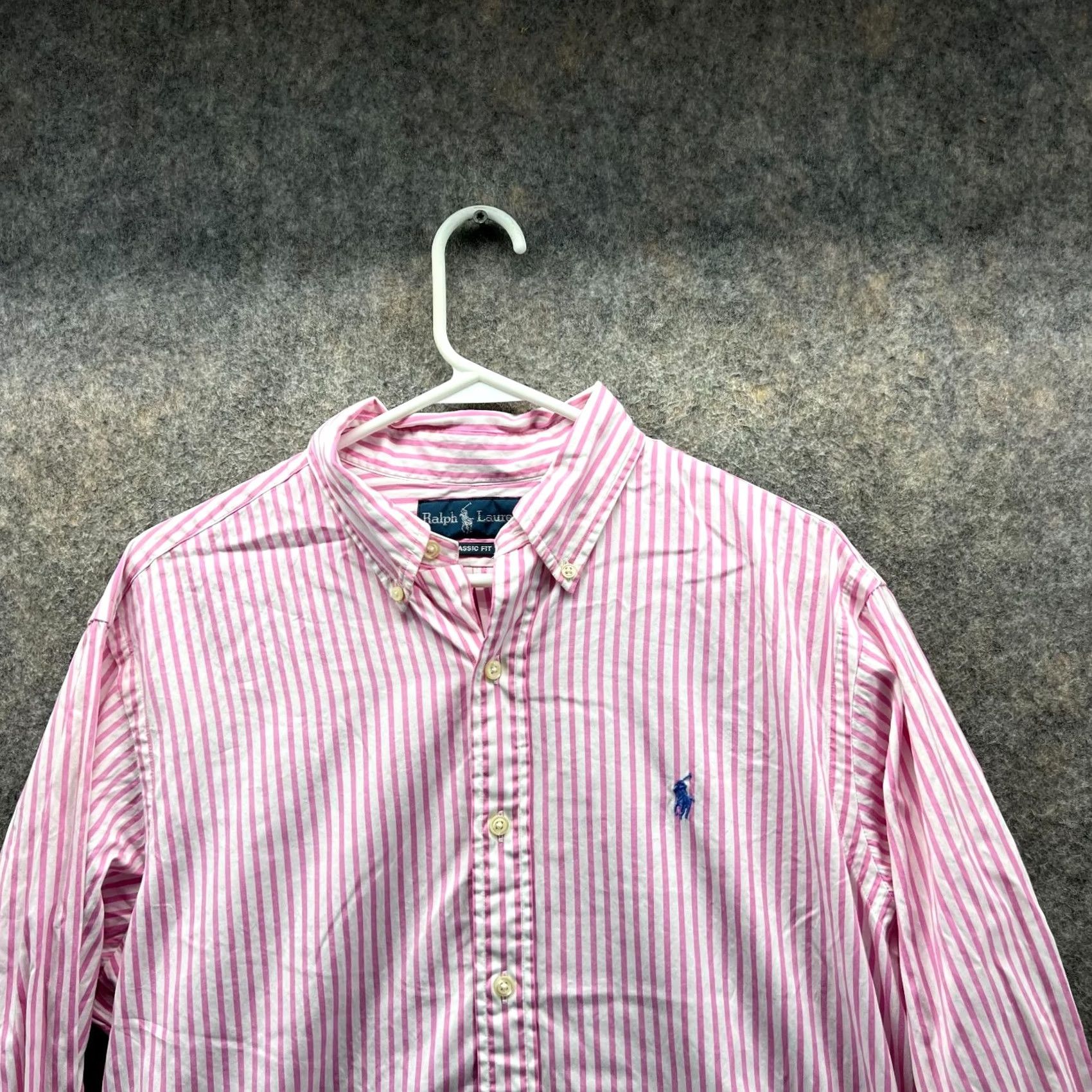 Ralph Lauren VINTAGE Ralph Lauren Shirt Men 16 32/33 Pink Striped Button-Down Polo Casual Business Formal Warmer All Seasons Womens, Mens Size US L / EU 52-54 / 3 - 6 Thumbnail