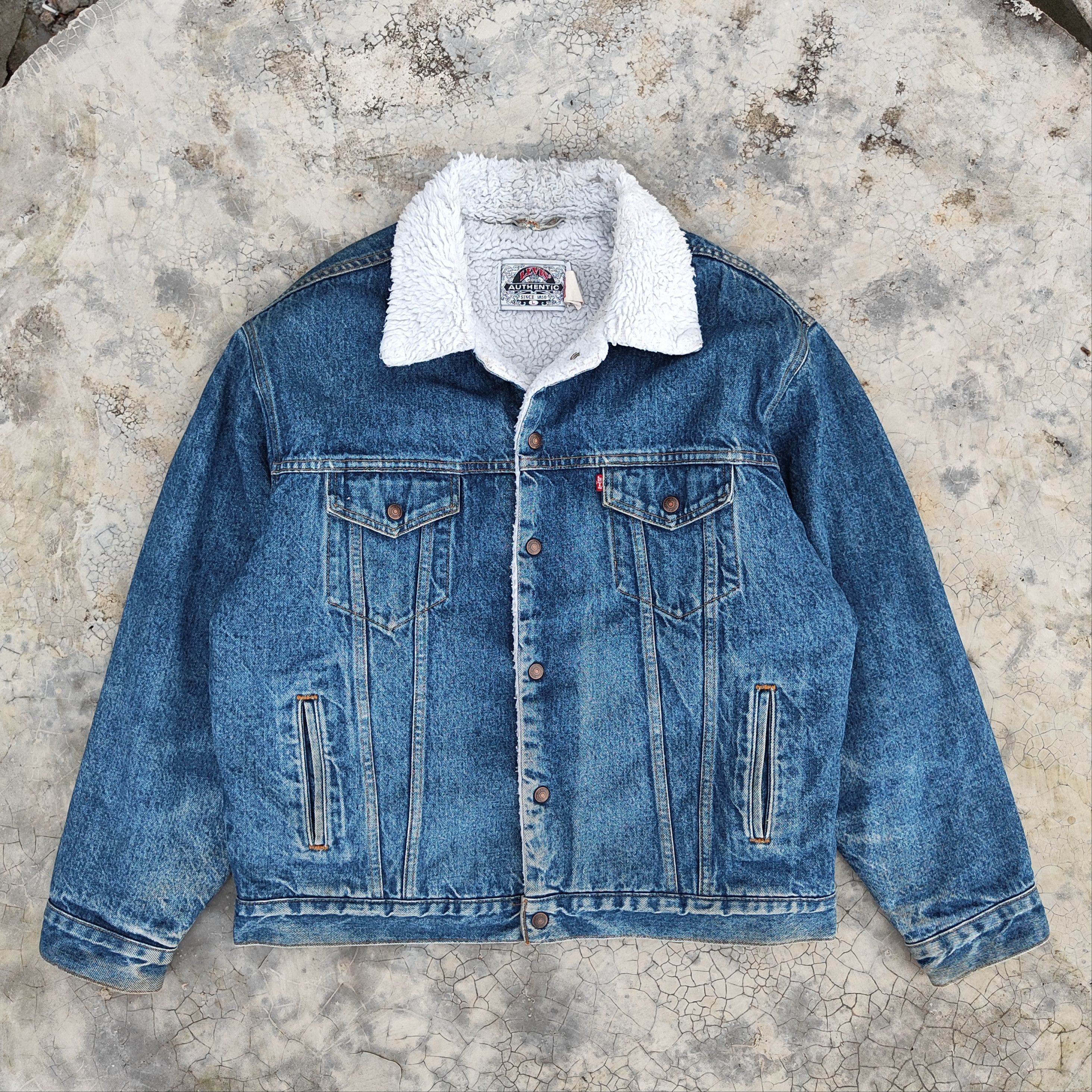Levi's Vintage 90's Levis Sherpa Denim Jacket Size US L / EU 52-54 / 3 - 1 Thumbnail