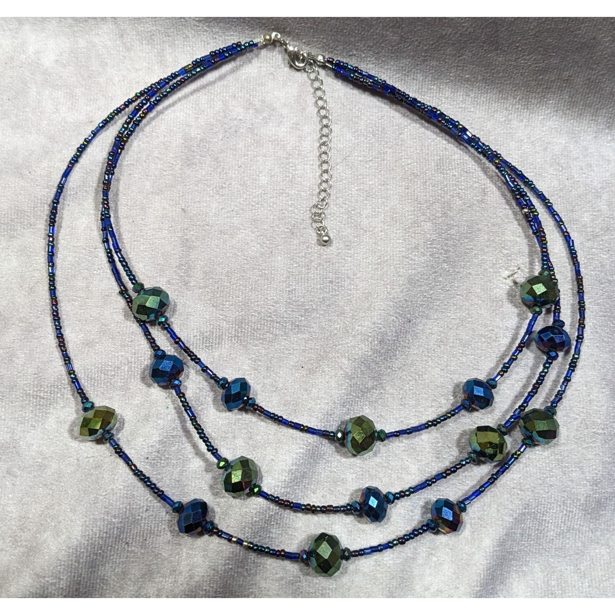 Other Whimsical Fantasy Blue And Green Oil Slick Glass Beaded Neck Size ONE SIZE - 6 Thumbnail