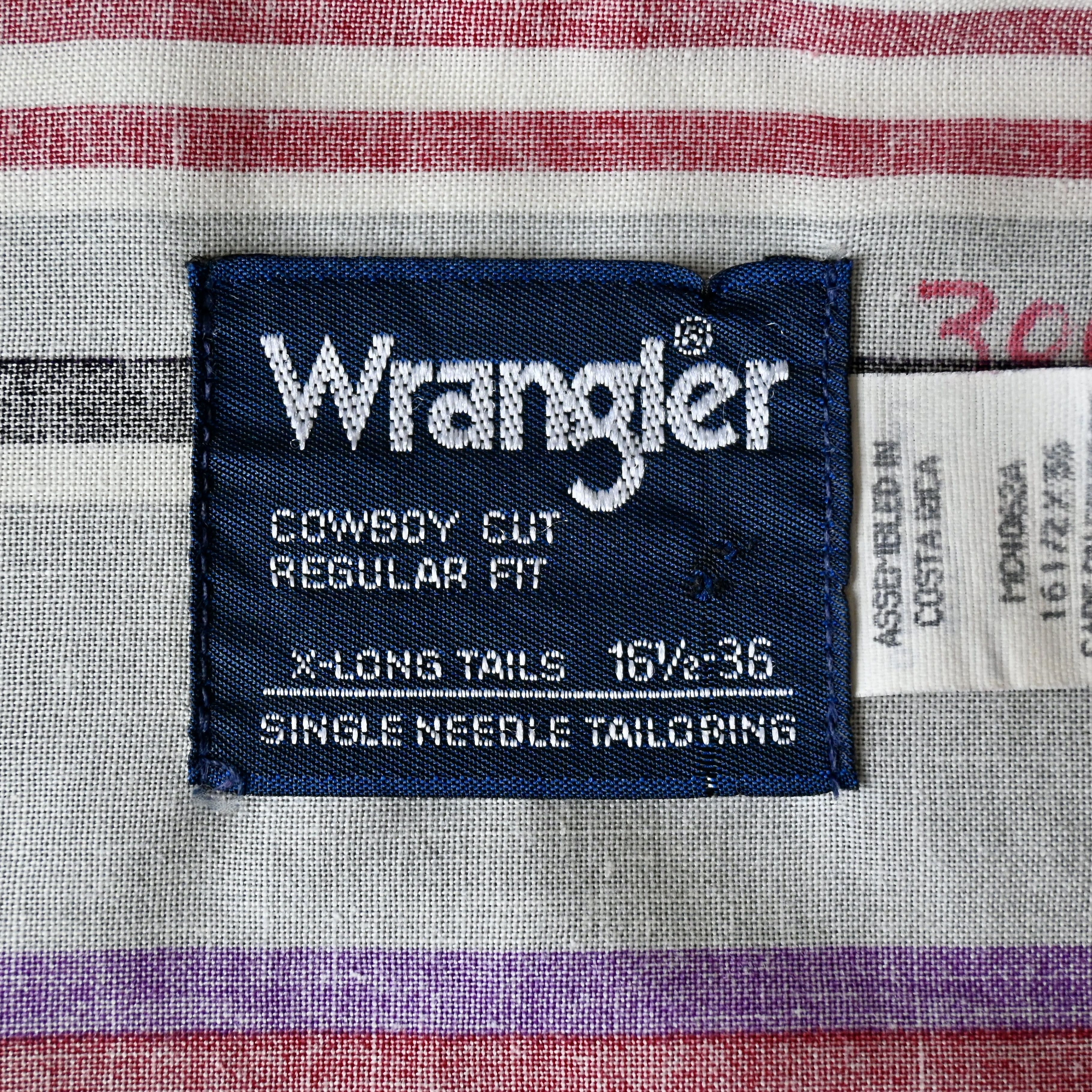 Vintage 90s Wrangler black x multi horizontal stripes western shirt Size US L / EU 52-54 / 3 - 12 Thumbnail