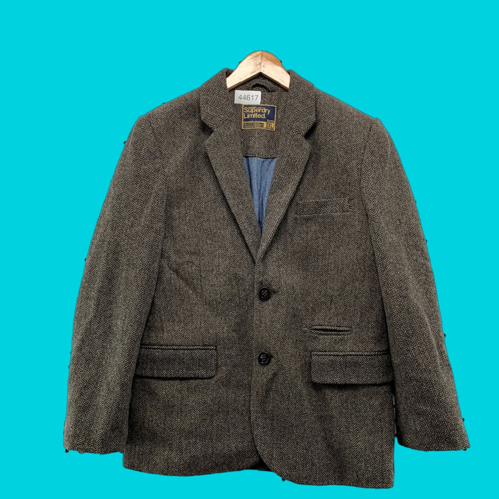 Superdry Superdry Blazer Men XL Wool Herringbone Tweed Jacket Sport Coat Limited 2 Piece Set Size 46R - 1 Thumbnail