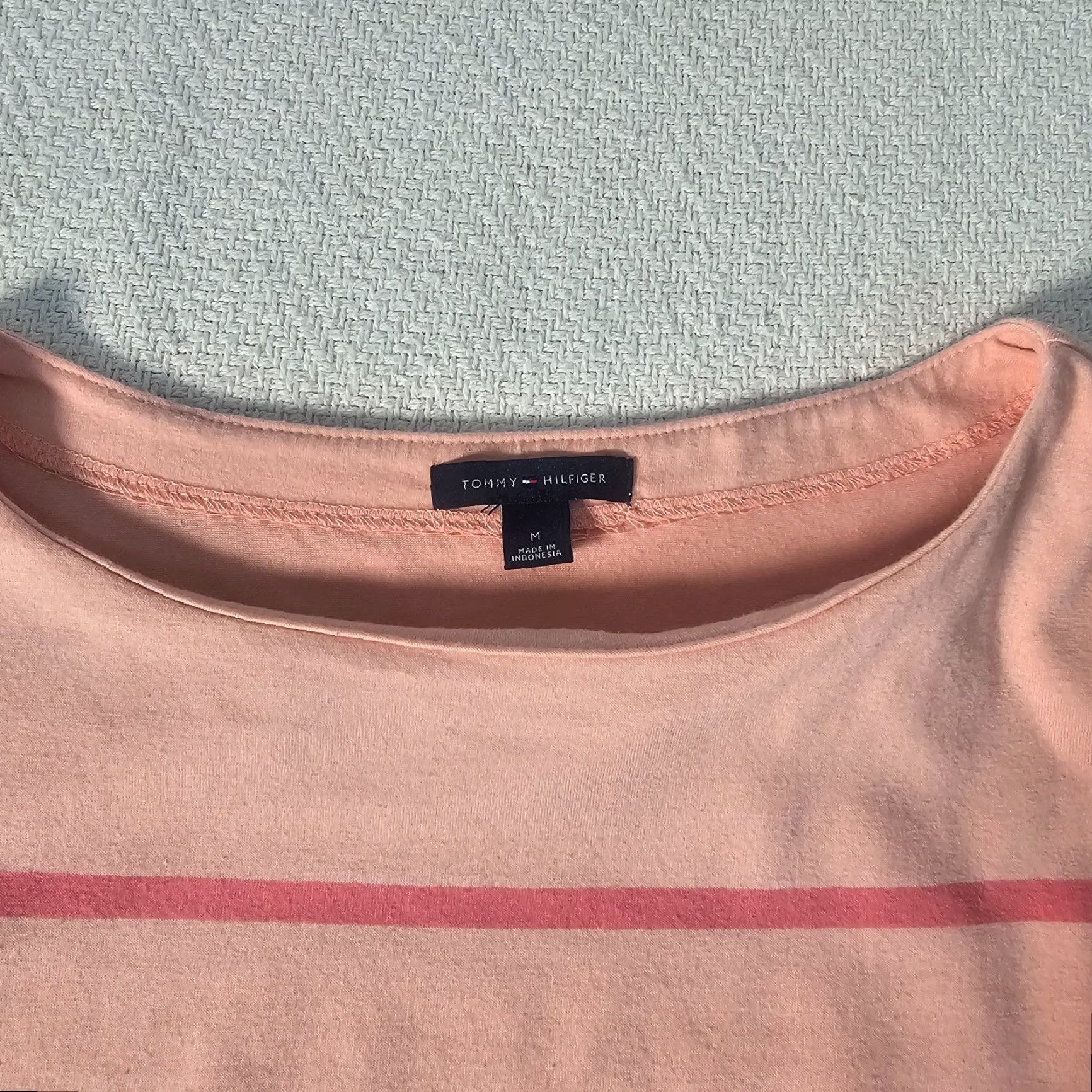 Tommy Hilfiger Tommy Hilfiger Top Women M Pink Stripe 3/4 Sleeve Round Neck Stretch Casual Size M / US 6-8 / IT 42-44 - 6 Thumbnail