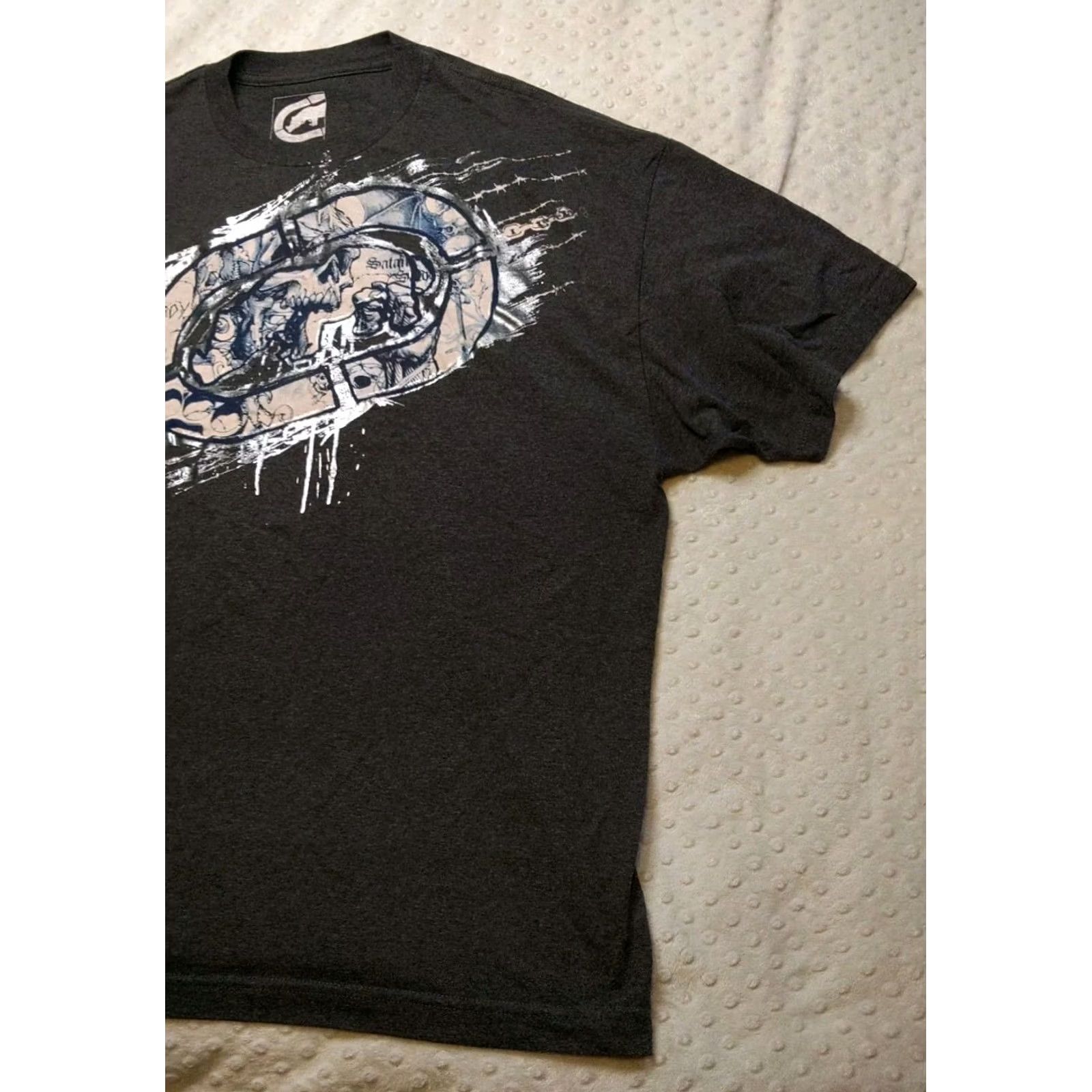 Ecko Unltd. Ecko Unltd. Skull Graphic Print T-Shirt Dark Gray 3XL Mens Vintage 90s Y2K Hip Hop Grunge Shirt Short Sleeve Crew Neck Size US XXL / EU 58 / 5 - 2 Thumbnail