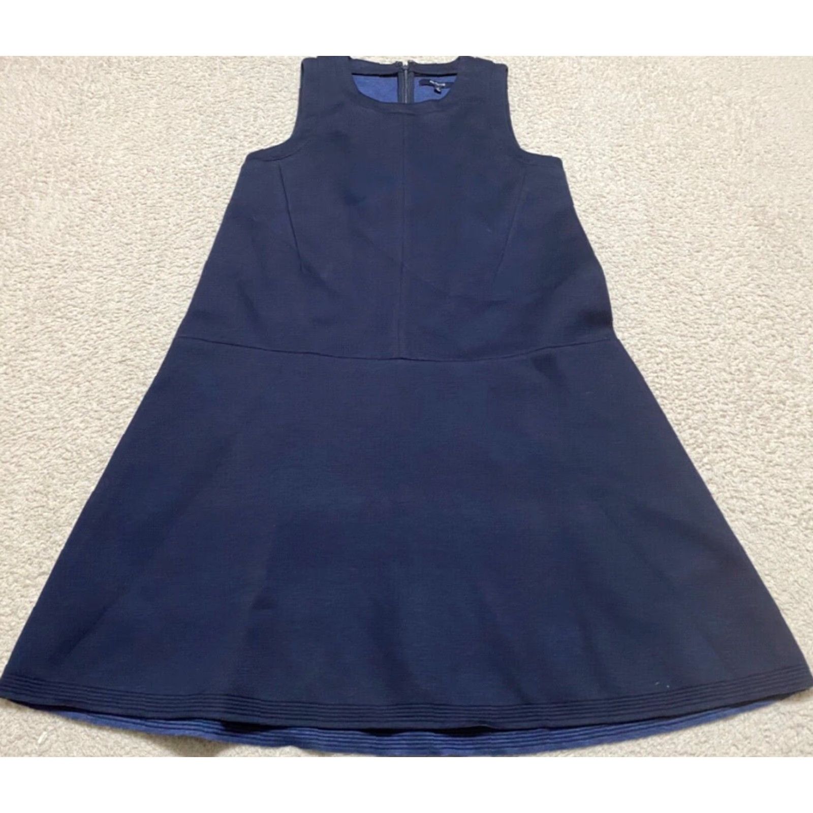 Madewell Madewell Womens Solid Blue Viscose Tank Dress Round Neck Zip Casual Knee Length S Reg Blue Womens Mens? Size S / US 4 / IT 40 - 2 Thumbnail