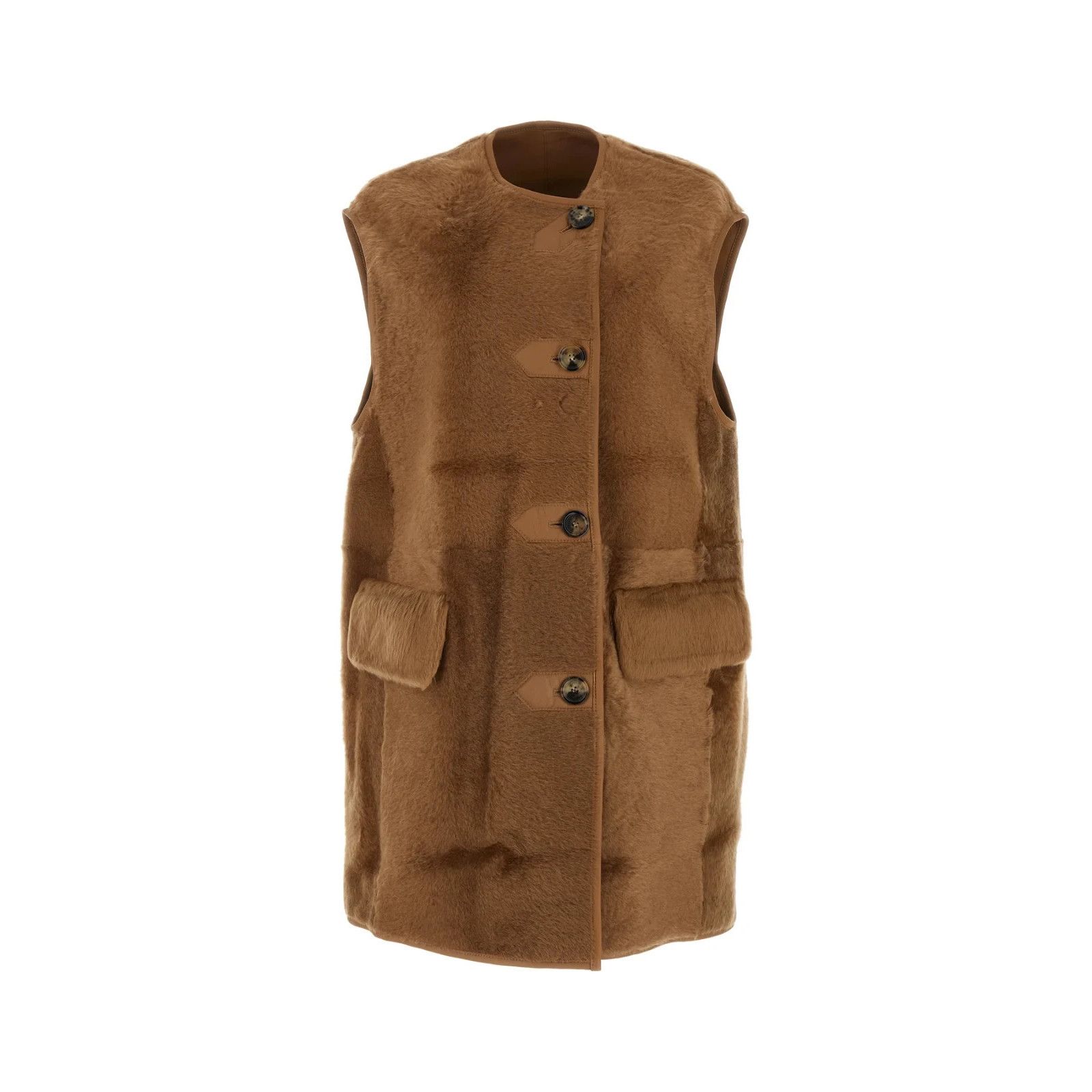 Max Mara MAX MARA Effige Biscuit Sleevless Coat New & Authentic (Wome Size XS / US 0-2 / IT 36-38 - 1 Thumbnail