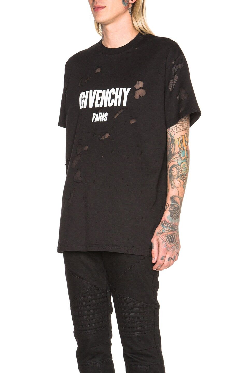 Givenchy Black Destroyed Logo Oversized T-Shirt Size US L / EU 52-54 / 3 - 4 Thumbnail