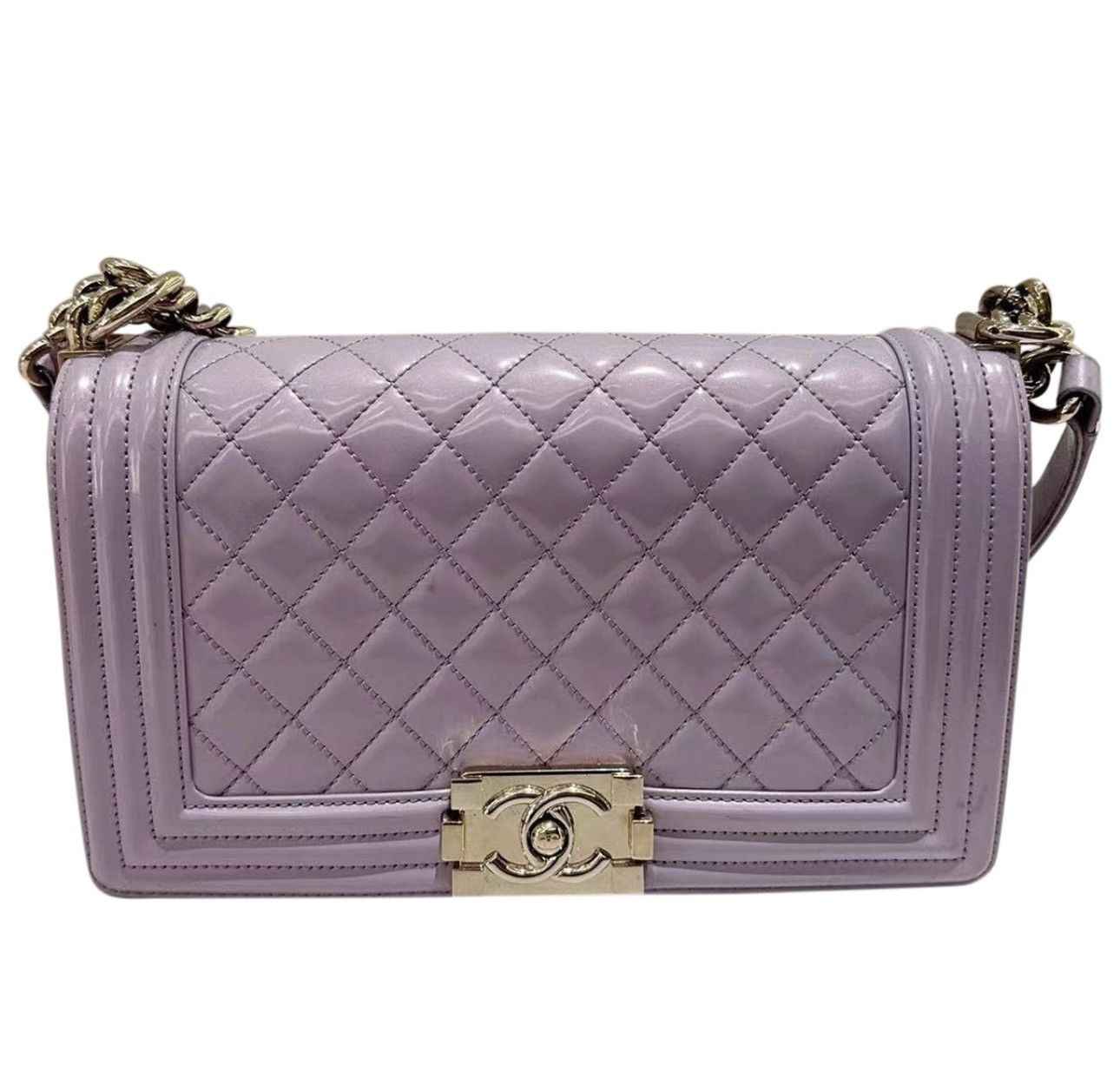 Chanel Chanel Boy Patent Leather handbag in lilac/ light purple Size ONE SIZE - 1 Thumbnail