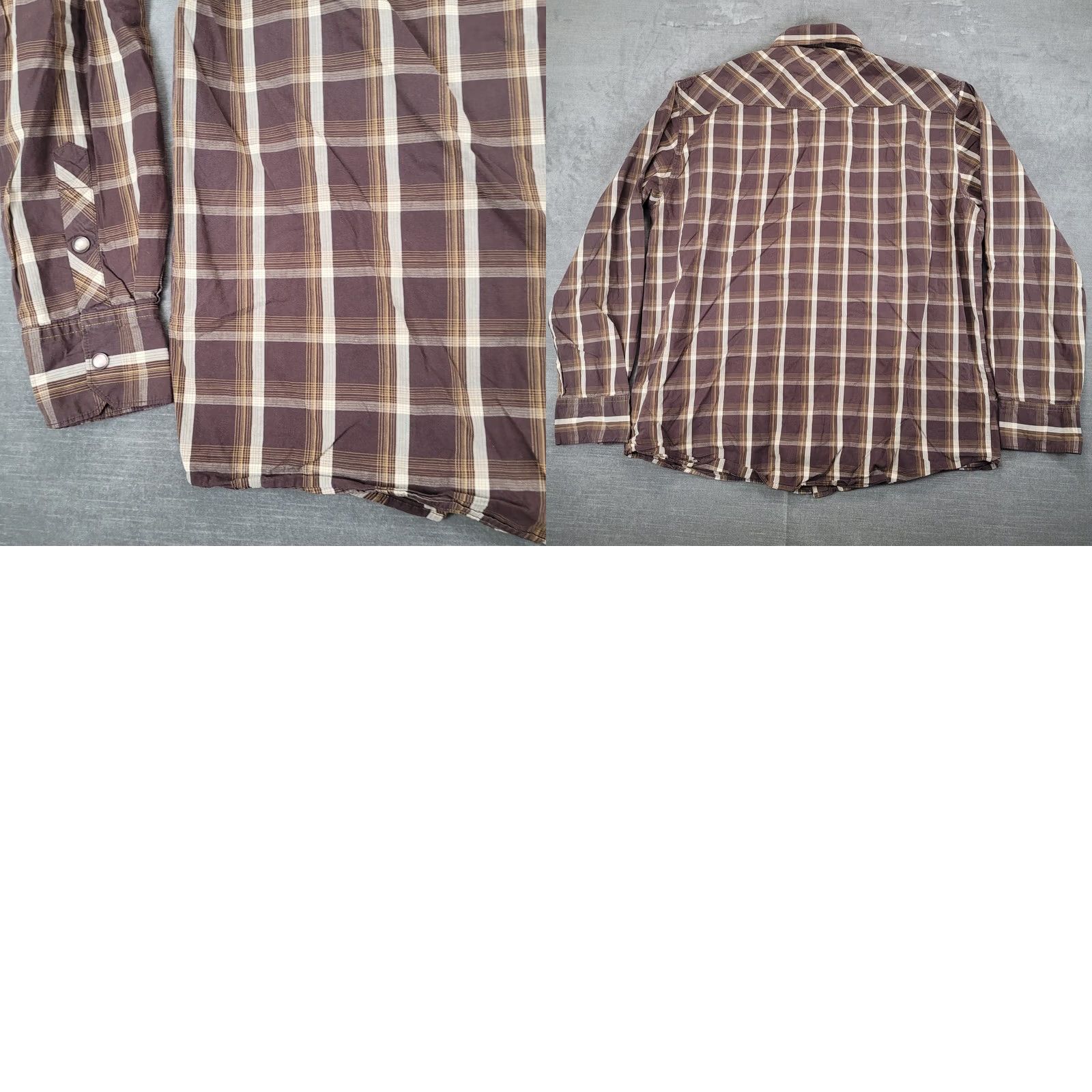 Southpole Southpole Premium Mens 3XL Plaid Western Shirt Long Sleeve Pearl Snap Brown Size US XXL / EU 58 / 5 - 8 Thumbnail