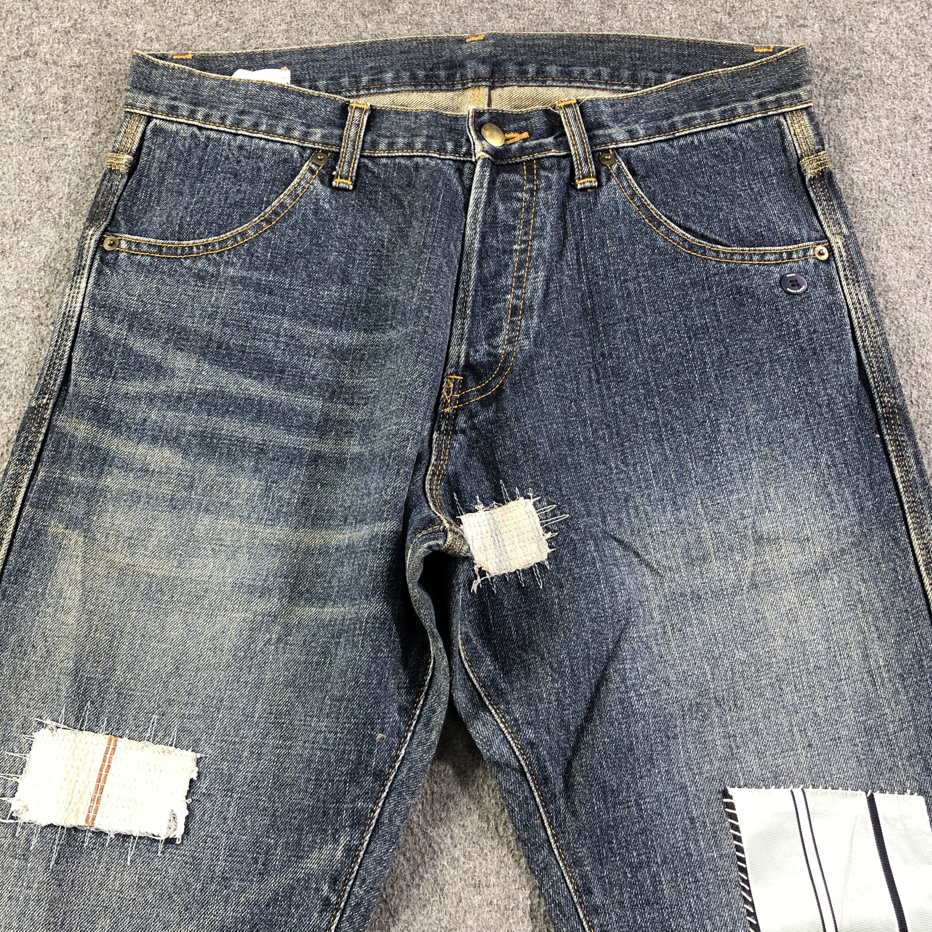 Japanese Brand Flaph Jeans Patchwork Sashiko Denim -J2759 Size US 34 / EU 50 - 3 Thumbnail