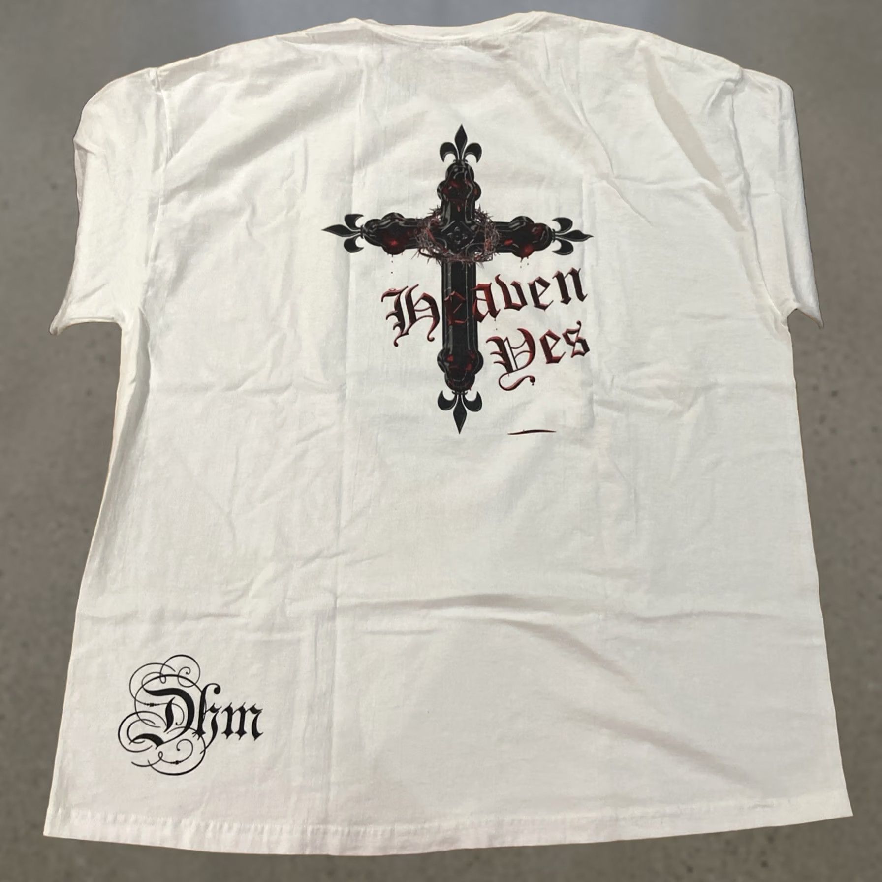 Hanes VINTAGE Hell no Heaven yes Shirt Christian Jesus 2XL Cross Skull Unisex Adults T-Shirt White Short Sleeve Cotton Blend Hanes Men Women Mens Womens Size US XXL / EU 58 / 5 - 1 Thumbnail