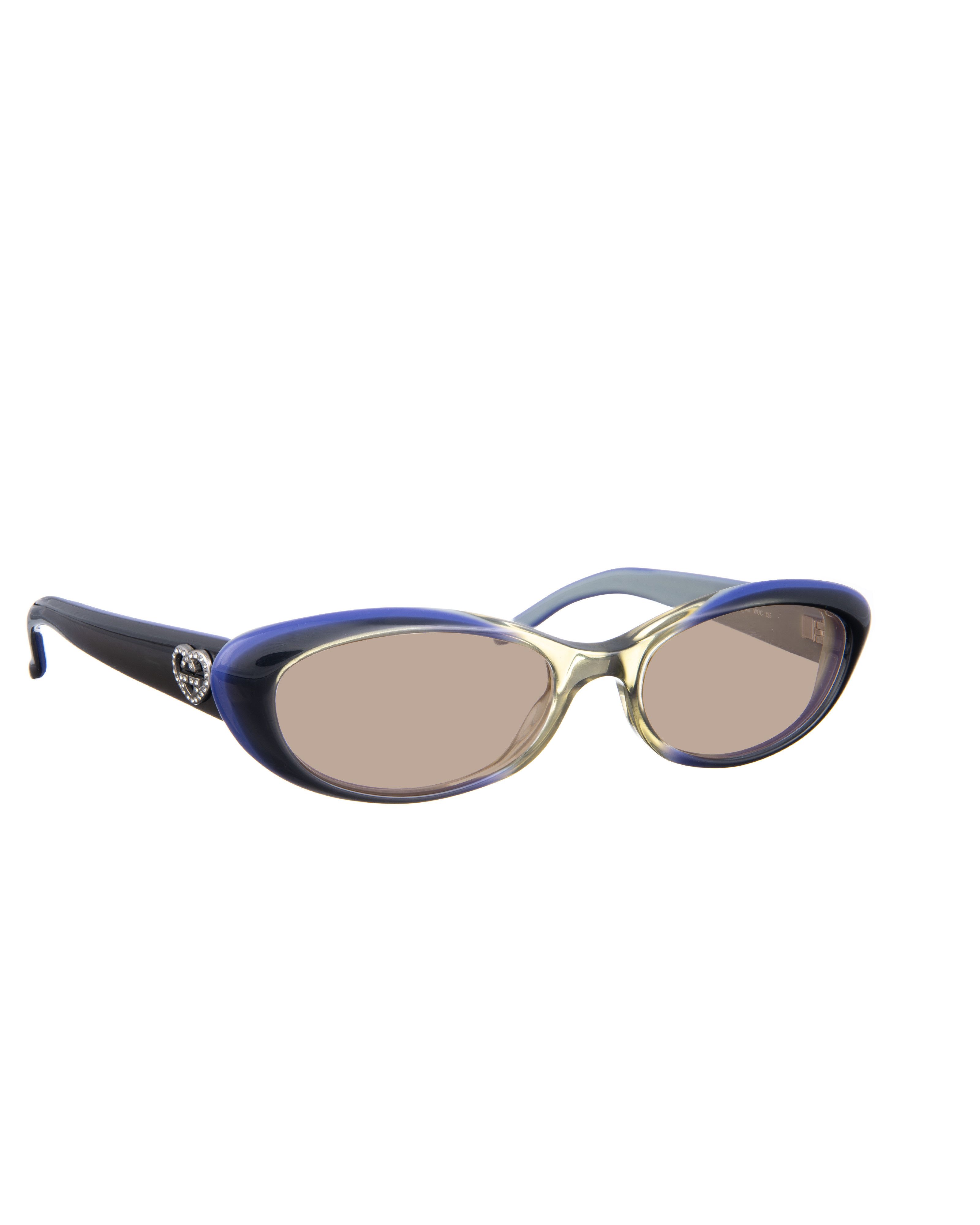 Gucci Gucci 00s Navy Cat Eye Sunglasses with Crystal Hearts Size ONE SIZE - 1 Thumbnail