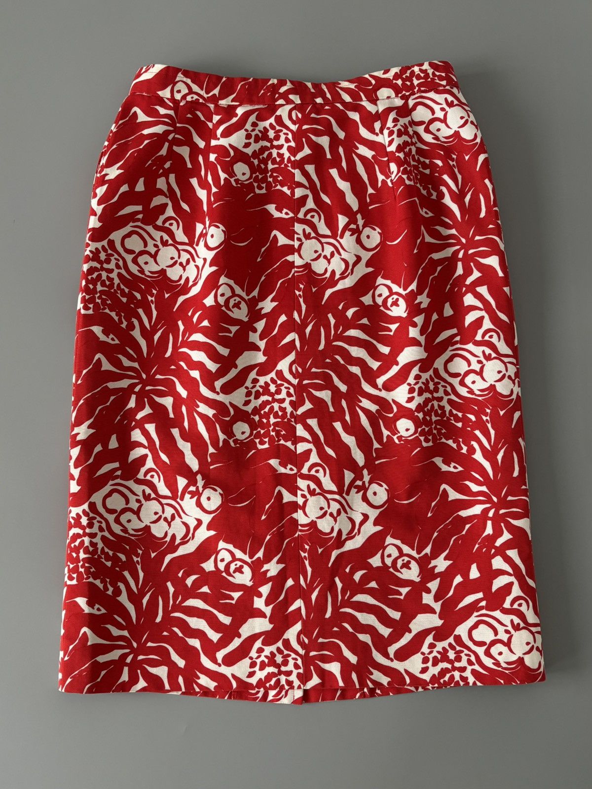 Yves Saint Laurent YSL Rive Gauche S/S 1994 Archive Printed Pencil Skirt Red M Size 27" / US 4 / IT 40 - 16 Thumbnail