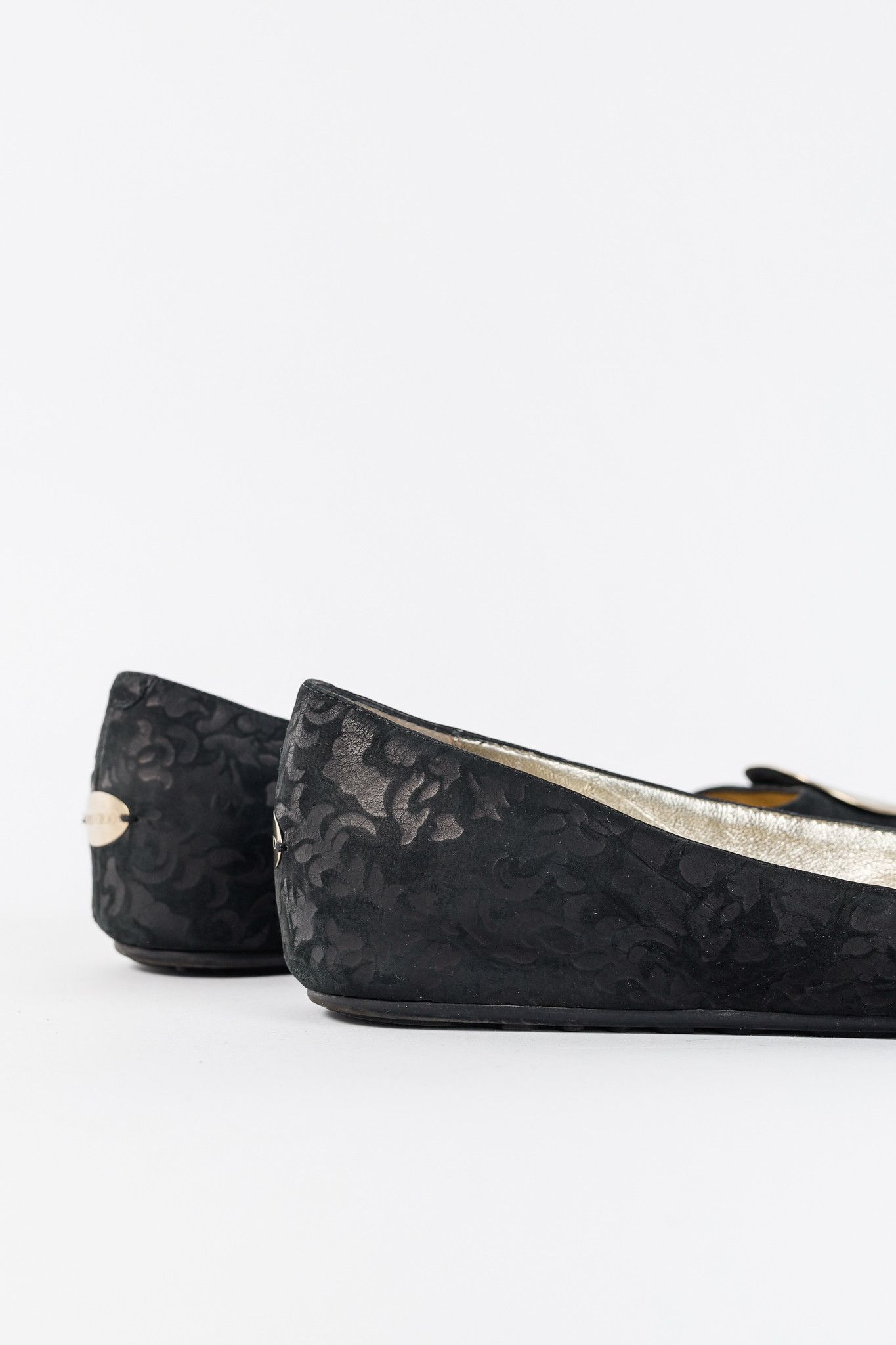 Jimmy Choo Jimmy Choo Wray Black Baroque Nubuck Leather Flats Size US 9 / IT 39 - 9 Thumbnail