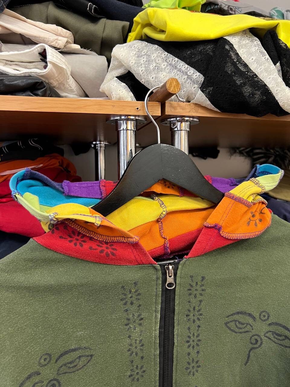 Japanese Brand × Other × Vintage Rainbow Patchwork Jacket Hippie Boho Zip Front Hoodie Size M / US 6-8 / IT 42-44 - 7 Thumbnail