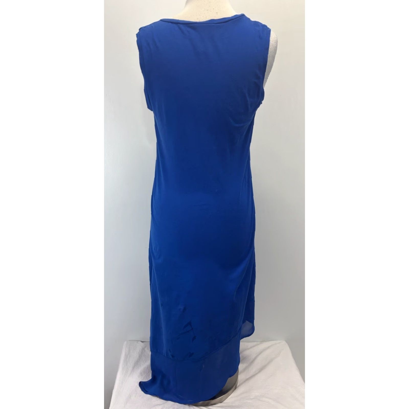 Tommy Bahama VINTAGE Tommy Bahama Sleeveless Midi Maxi Dress L Blue Cotton Blend Chiffon Hem Asymmetric Pullover Women Large Casual Travel Party/Cocktail Womens Size L / US 10 / IT 46 - 3 Thumbnail