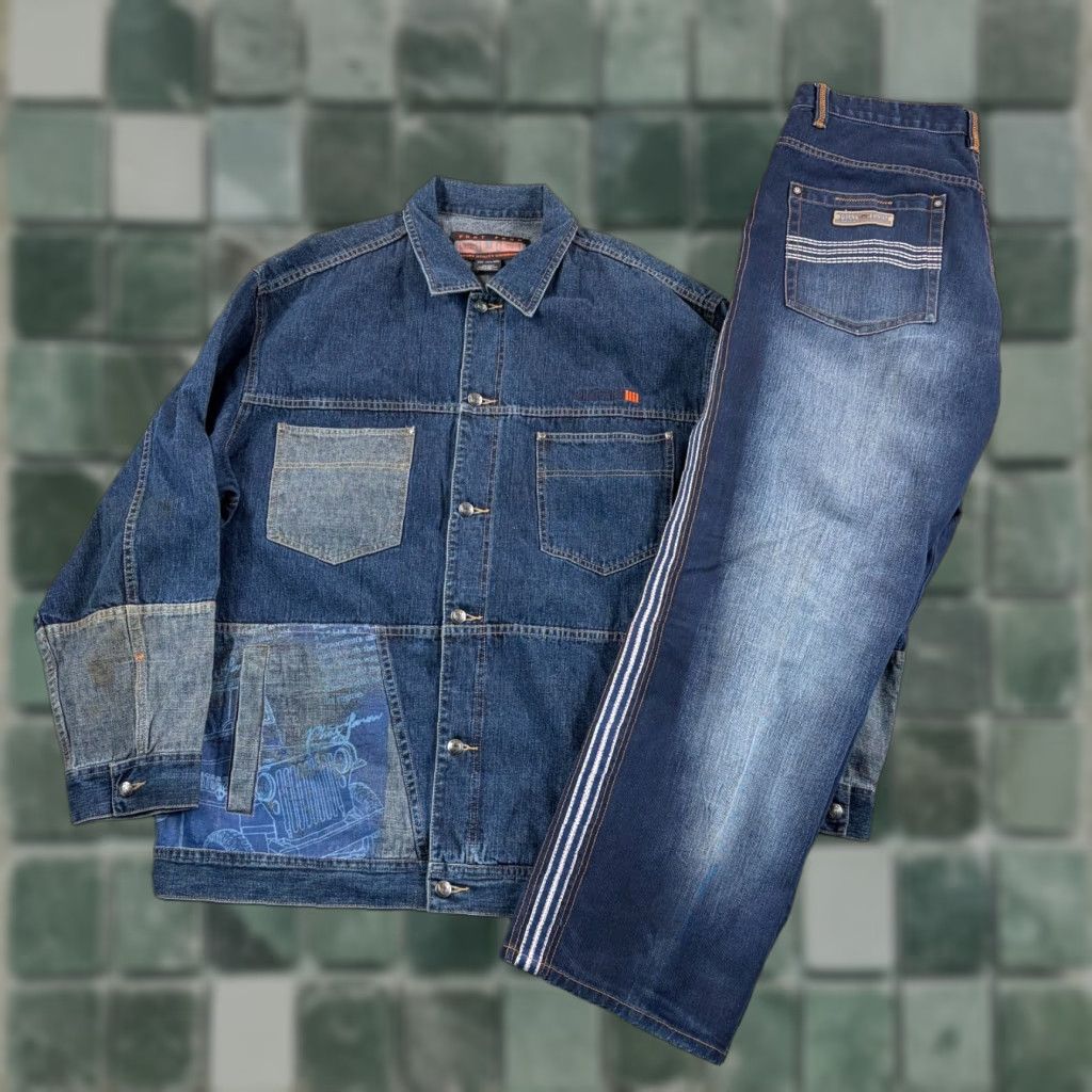 Phat Farm VINTAGE Phat Farm Denim Baggy Hip Hop Jacket 3XL Jeans 38x33 Set Size US 39 - 1 Thumbnail