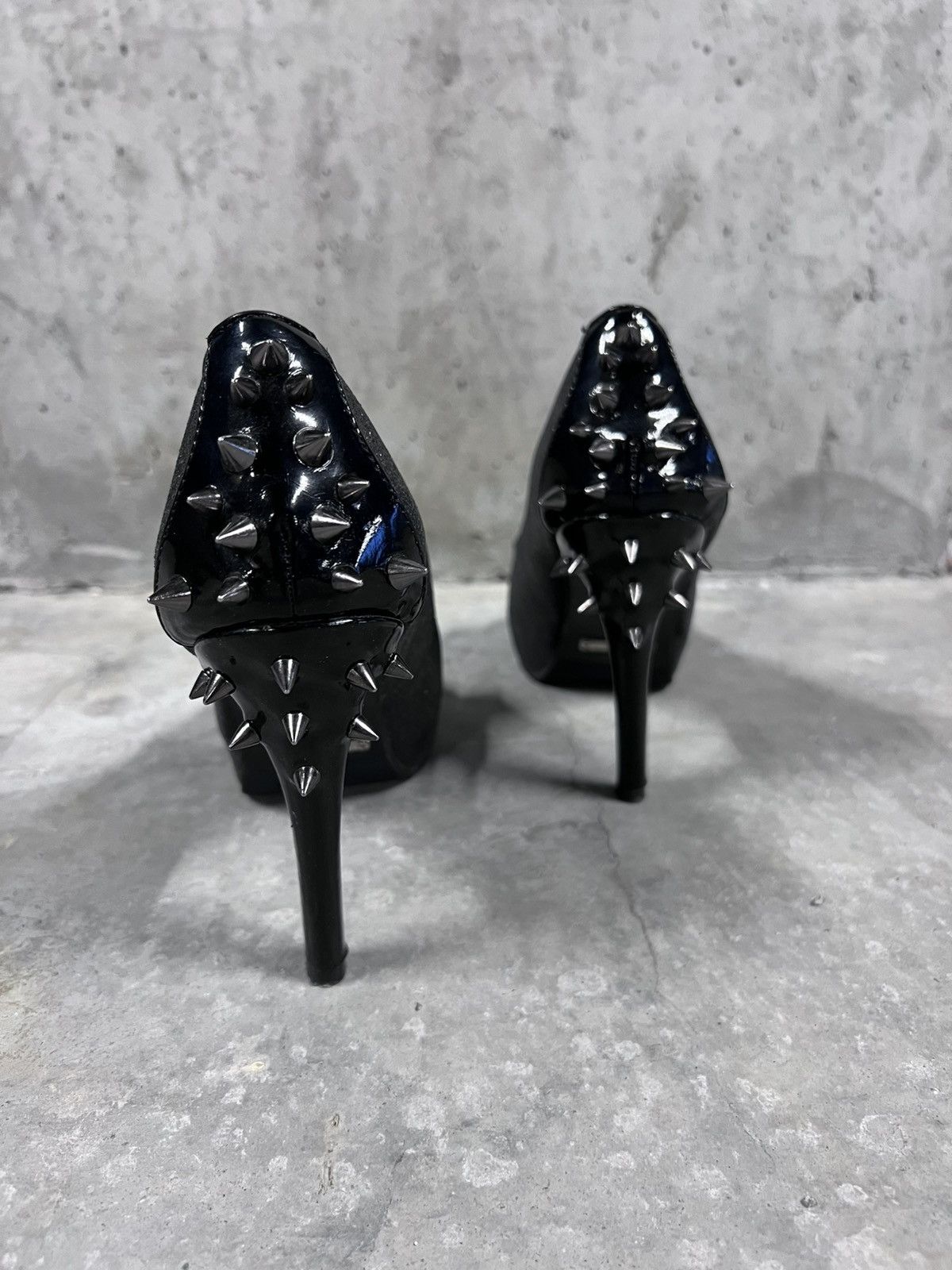 Vintage Spiked Peep Toe Avant Garde Goth Heels Size US 8 / IT 38 - 5 Thumbnail