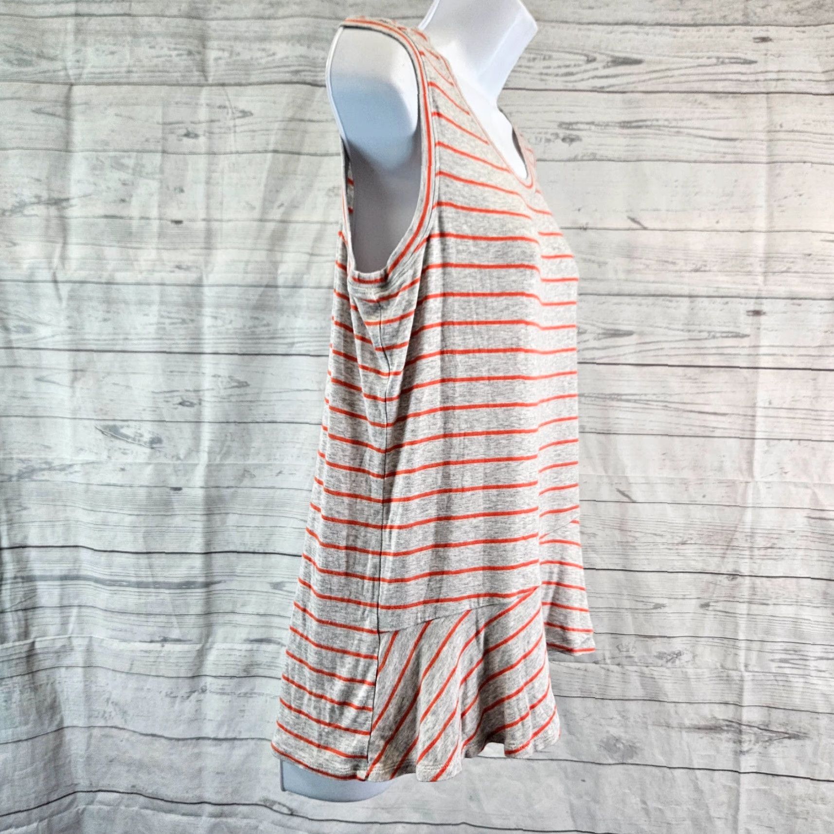 Vintage Cabi Tank Top Womens Ruffle Gray Striped Rayon Blend Sz S Small Sleeveless Shirt Top Women Size S / US 4 / IT 40 - 3 Thumbnail