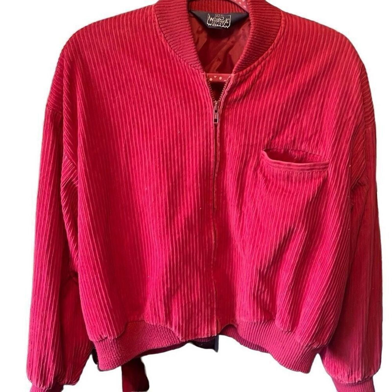 Woolrich Woolen Mills 80's Woolrich cherry red corduroy bomber jacket large Size L / US 10 / IT 46 - 1 Thumbnail
