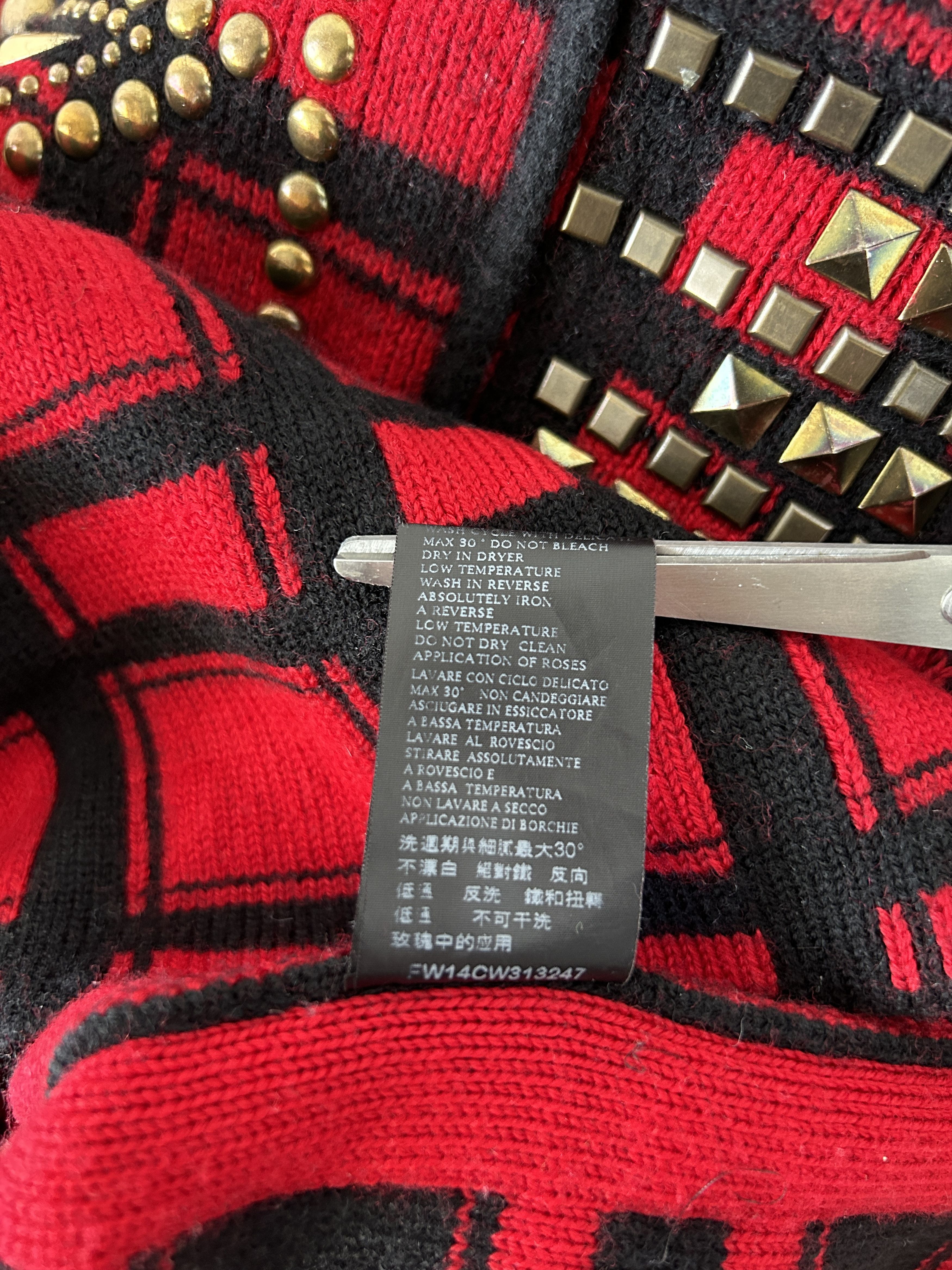 AW14 runway Philipp Plein studded check wool knit mini dress