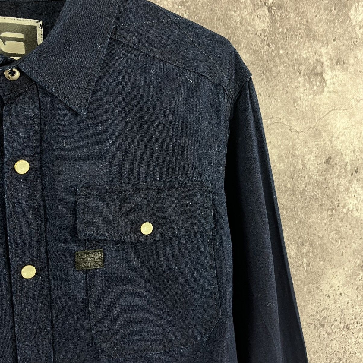 G-Star G-Star Raw Shirt Long Sleeve Button Snaps Navy Size L Size US L / EU 52-54 / 3 - 5 Thumbnail