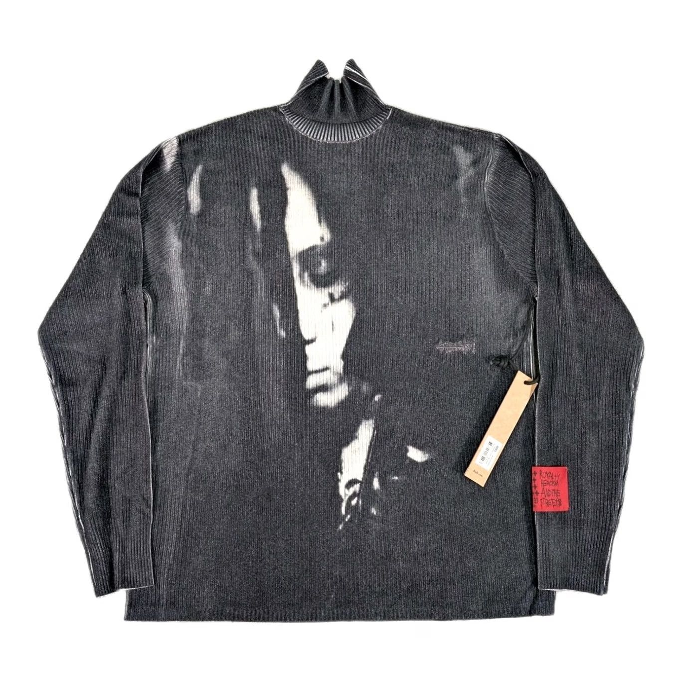Ksubi VINTAGE Ksubi Sweater Mens Small Black Gray Tripe Knit Pullover Royalty Heroism Graphic Size US S / EU 44-46 / 1 - 2 Thumbnail