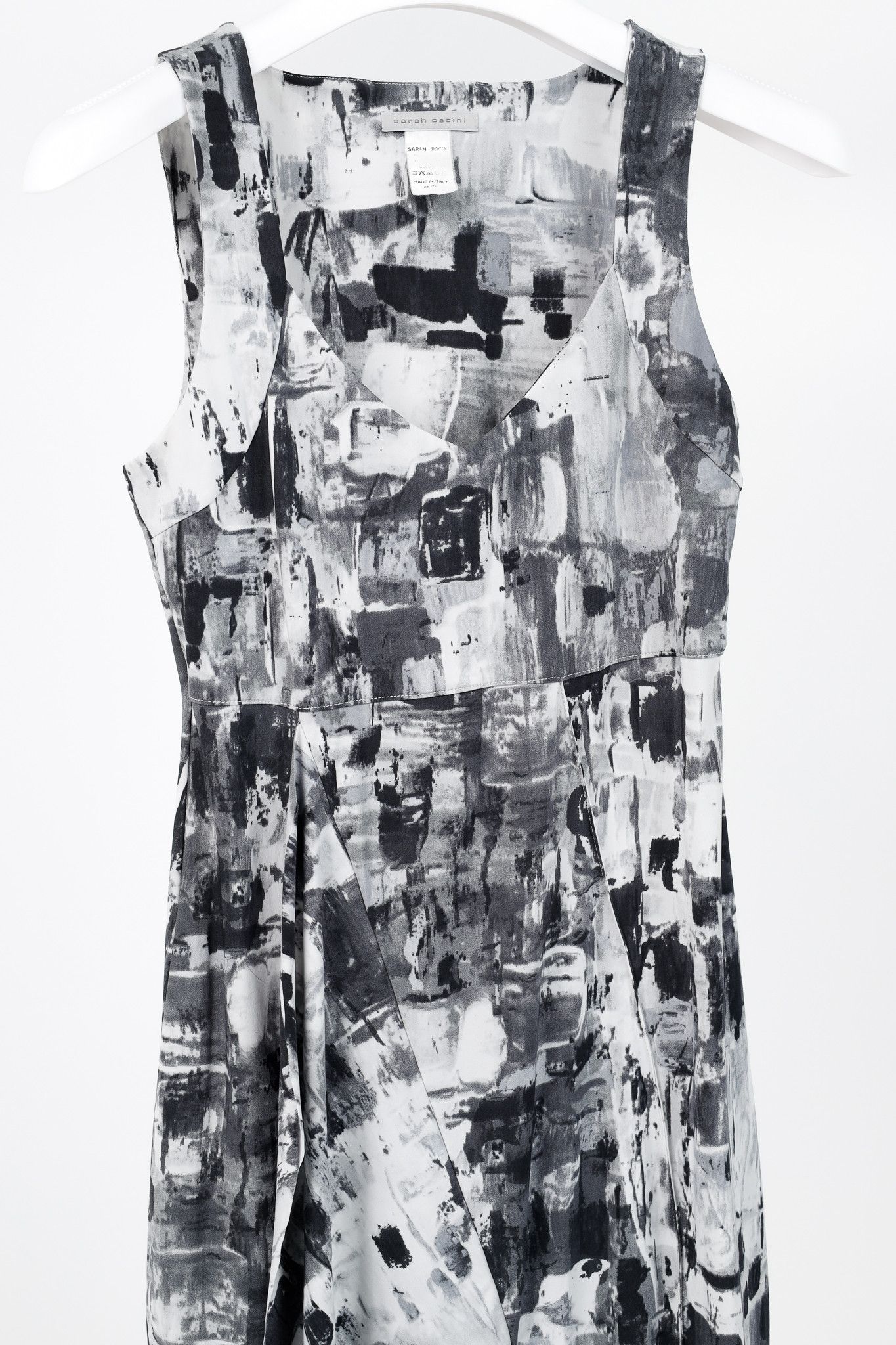 Sarah Pacini Sarah Pacini Grey Abstract-Print Draped Jersey Dress Size S / US 4 / IT 40 - 3 Thumbnail