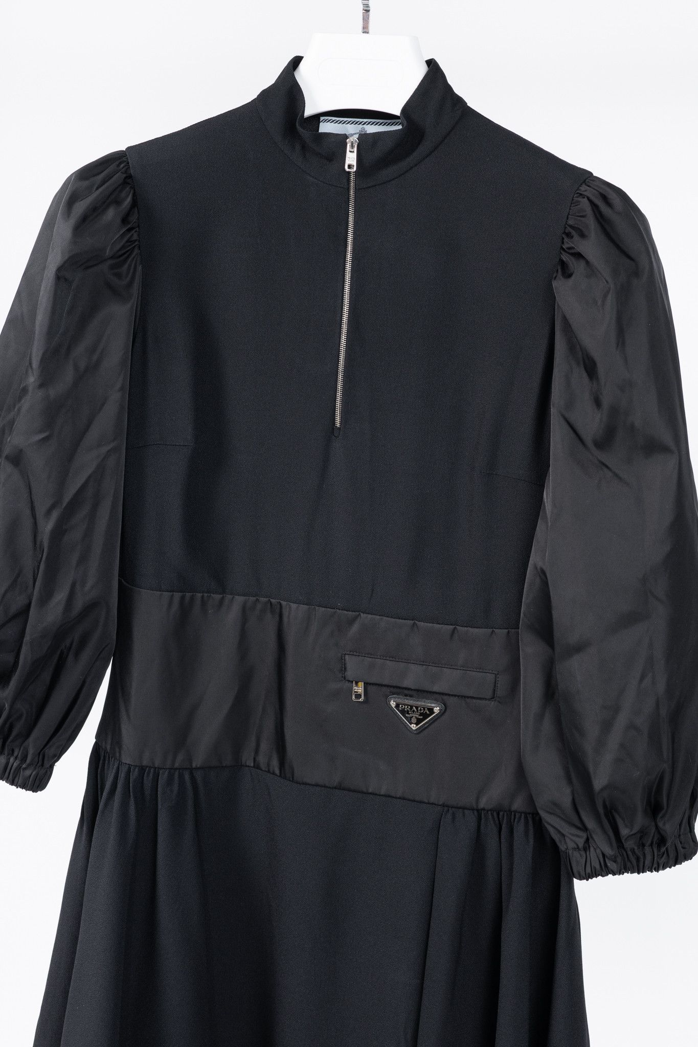 Prada Prada Black Re-Nylon Patchwork Zip Mini Dress Size XS / US 0-2 / IT 36-38 - 3 Thumbnail