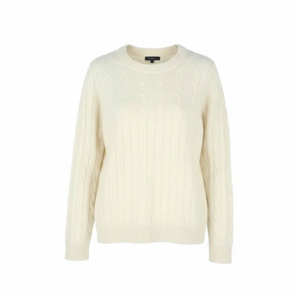 Gant LAMBSWOOL CABLE C-NECK L Cream Wool Blend Knit 88107 Size L / US 10 / IT 46 - 1 Thumbnail