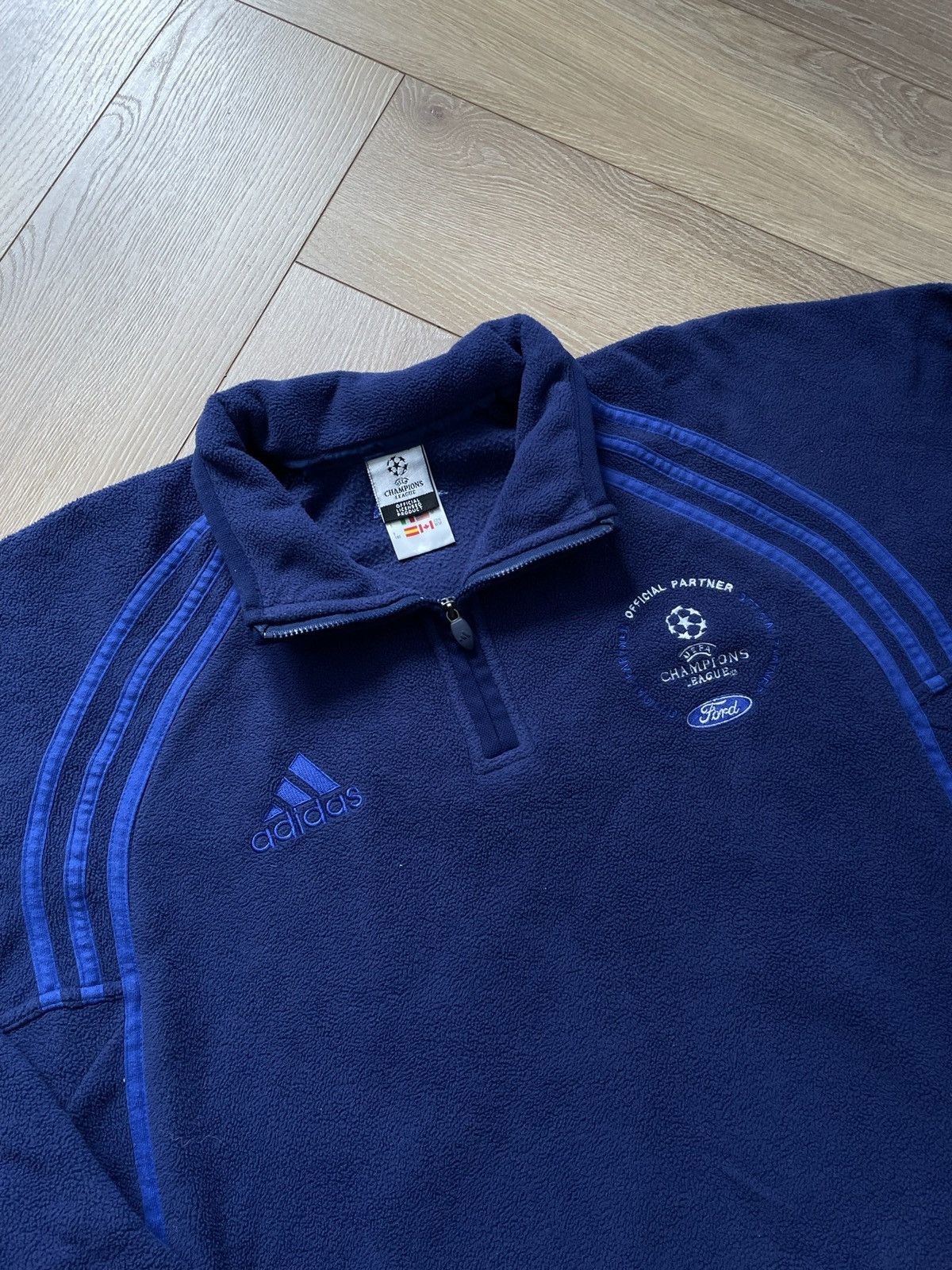 Adidas × Vintage Adidas Champions League Fleece Sweatshirt Soccer Football Size US XL / EU 56 / 4 - 4 Thumbnail