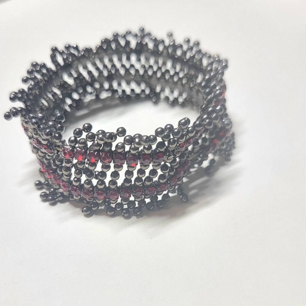 Other Vintage Beaded Metal Mesh Stretch Bracelet Size ONE SIZE - 2 Thumbnail