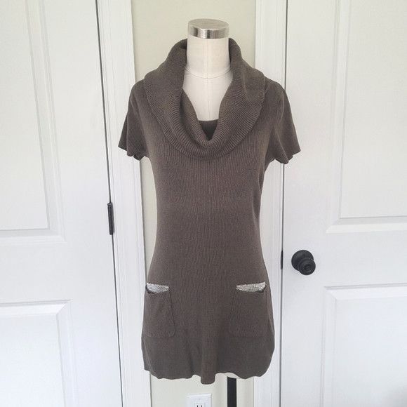 I.N.C Ribbed Short-Sleeve Pocketed Cowl Neck Tunic Size XL / US 12-14 / IT 48-50 - 2 Thumbnail