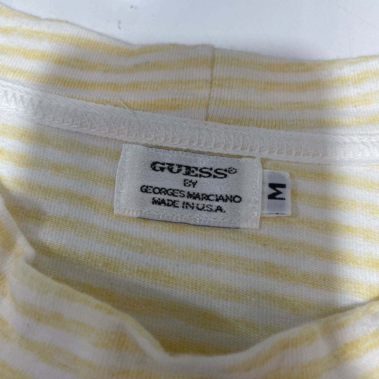 Guess VTG Guess Jeans LA T-Shirt Mens Logo Yellow White Stripe USA Size US M / EU 48-50 / 2 - 3 Thumbnail