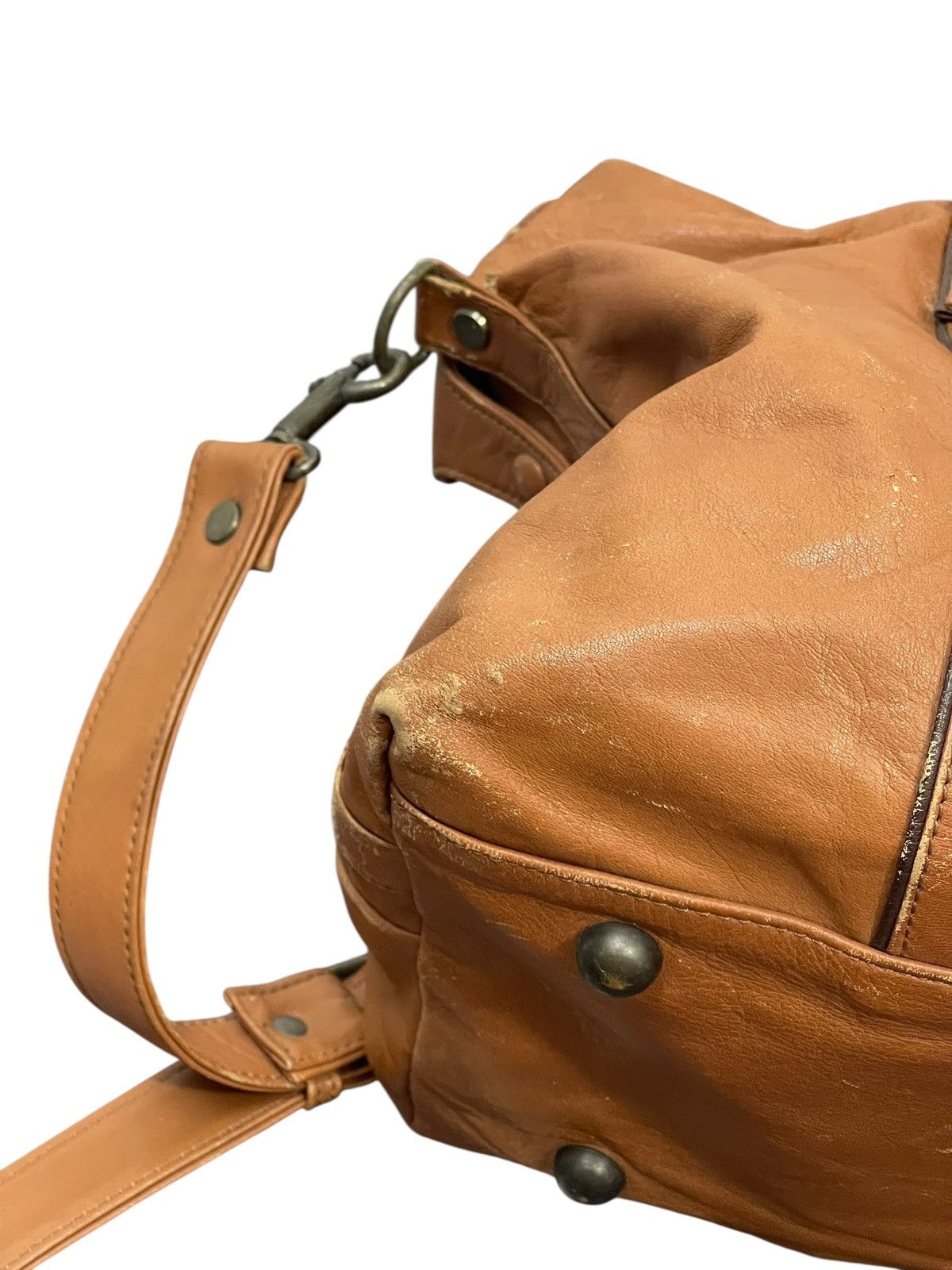 Leather Real Leather Patina Vtg Unknown Japan Duffle Travel Bag 9🟩 Size ONE SIZE - 7 Thumbnail