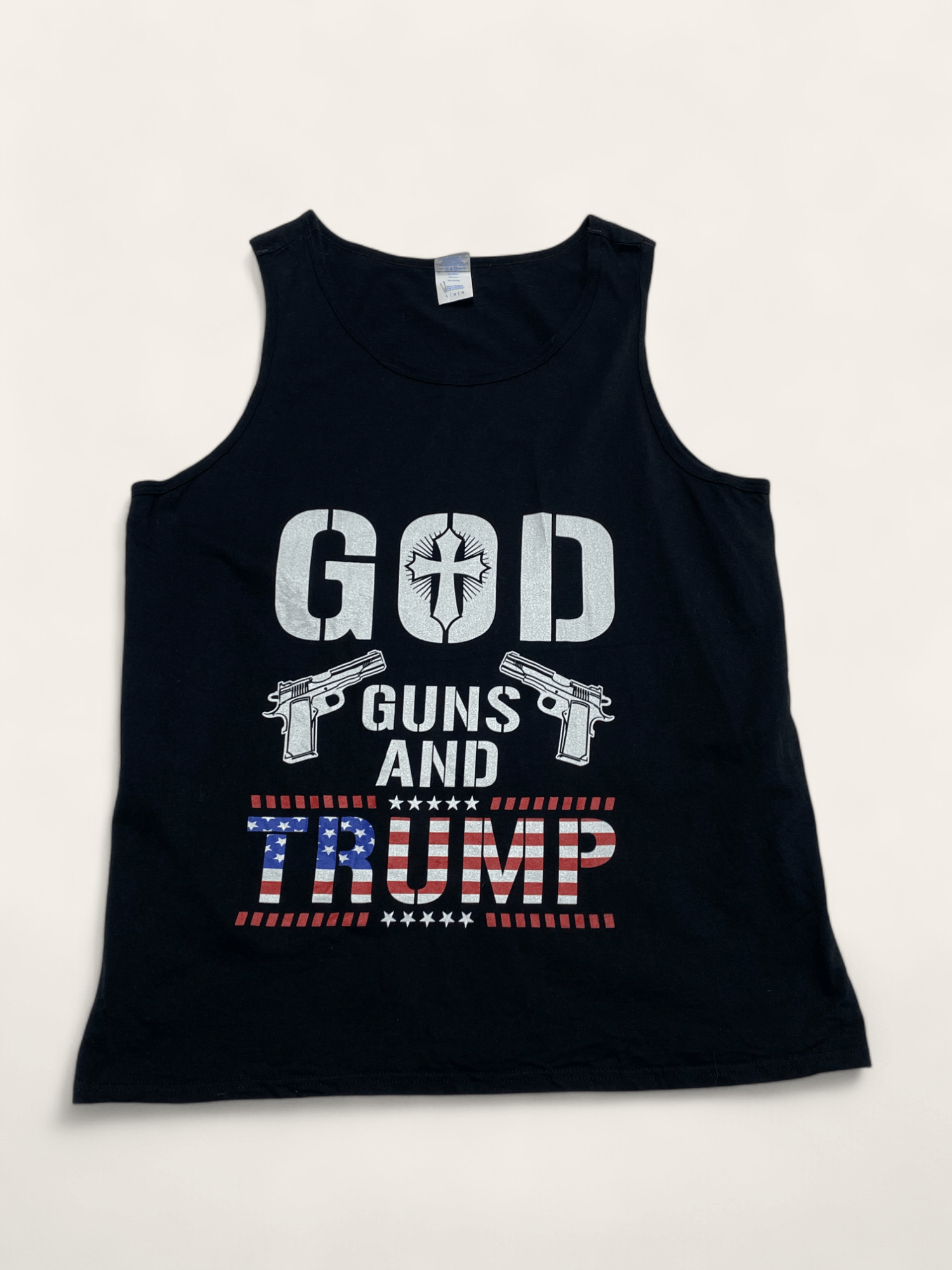 Donald Trump Vintage GOD GUNS AND TRUMP Black Tank Top Size US M / EU 48-50 / 2 - 1 Thumbnail