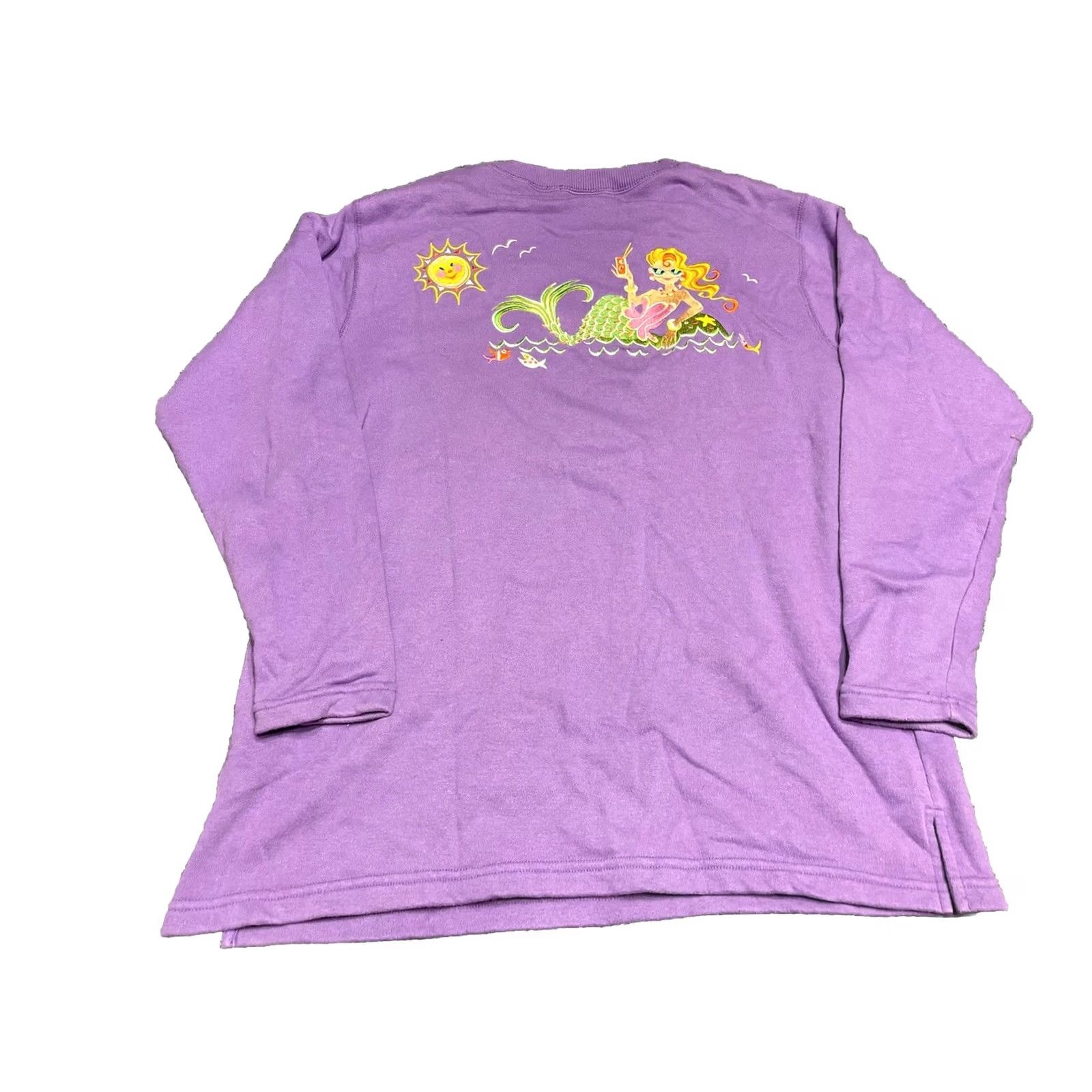 Bob Mackie VINTAGE Bob Mackie Sweatshirt Mermaid Crew Neck L Women's Blue Embroidered Wearable Art 90s Coastal Tropical Cute Mermaid Theme Size L / US 10 / IT 46 - 2 Thumbnail