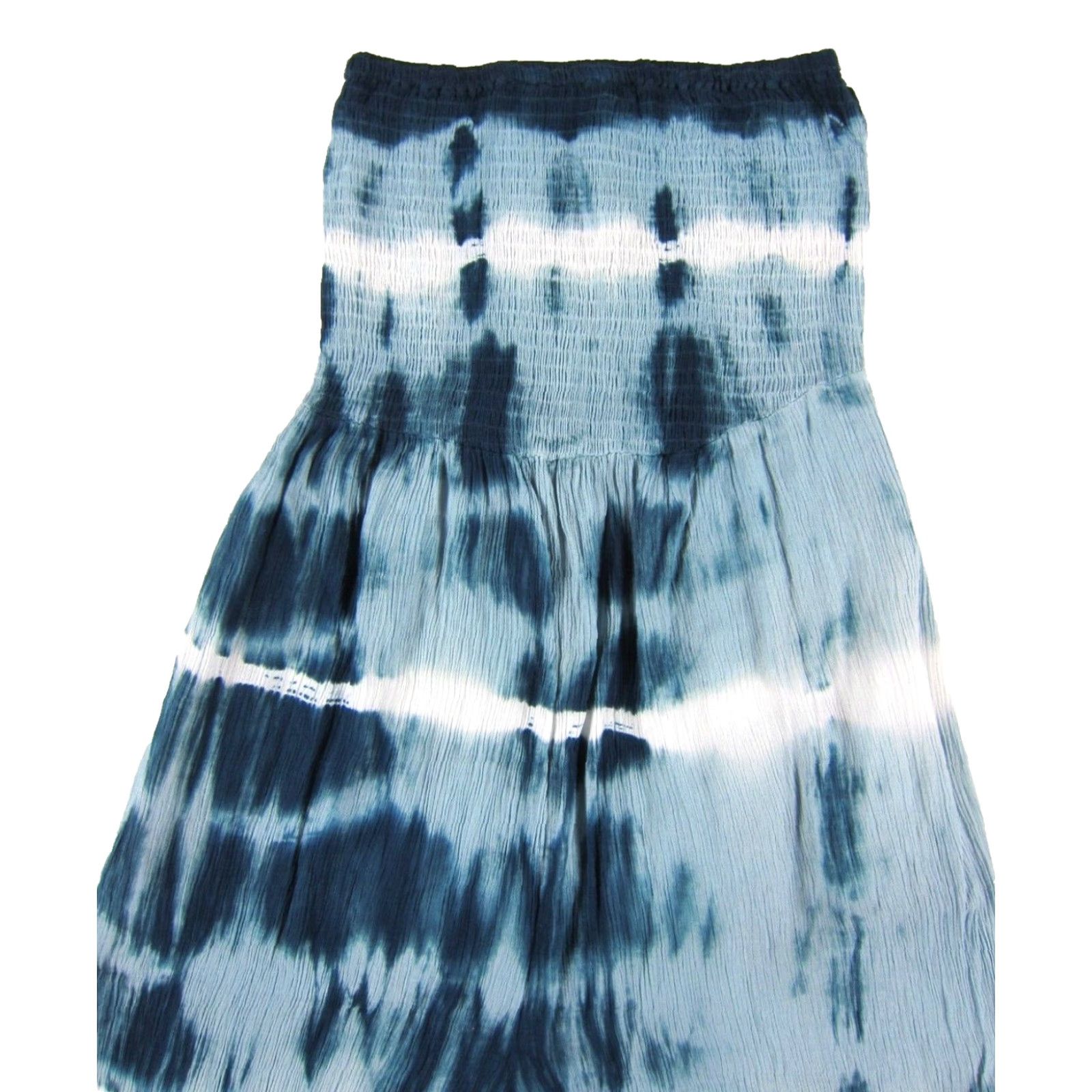 Vintage Swimsuits For All Rayon Blue White Tie Dye Strapless Wide Leg Jumpsuit 10/12 Size 32" / US 10 / IT 46 - 4 Thumbnail