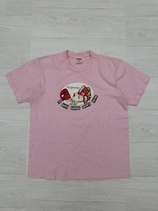 Supreme Supreme It Gets Better Every Time Tee Light Pink SS19 NY